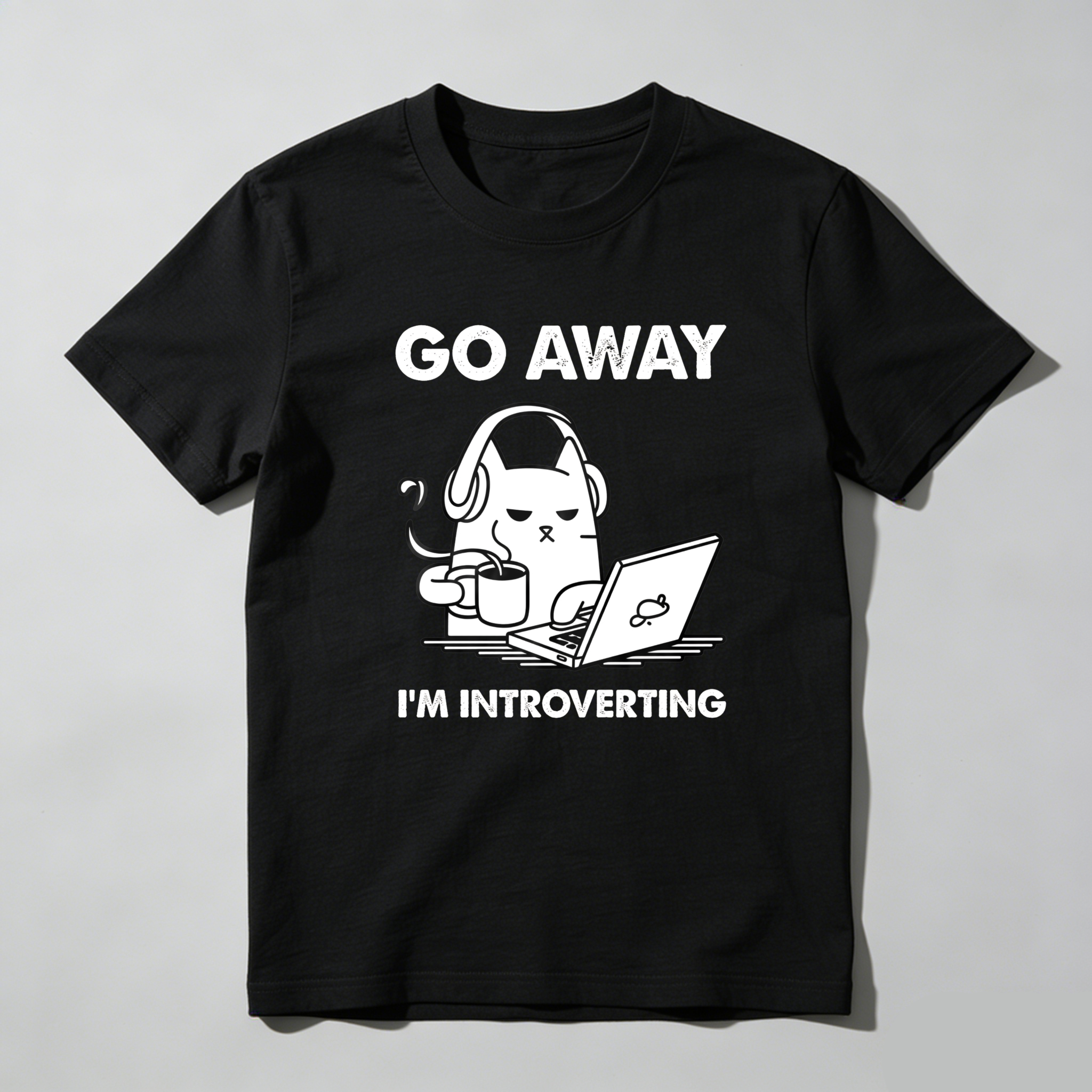 Dorawear Go Away I'm Introverting Cat With Laptop T Shirt