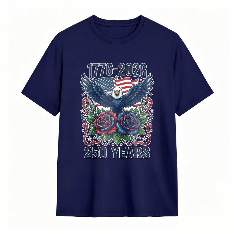American Eagle With Roses And Flag 1776 2026 250 Years T-shirt