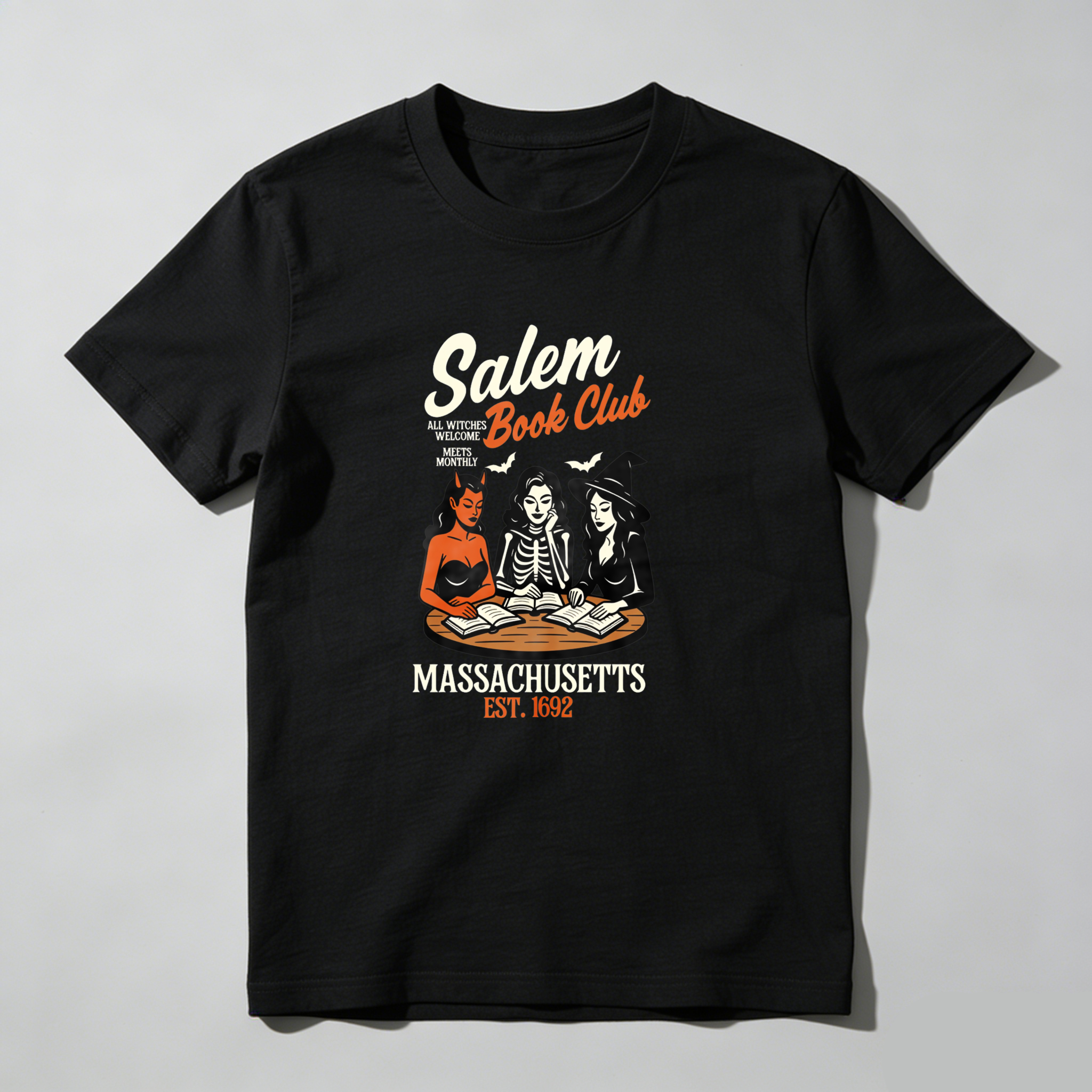 Dorawear™ Salem Book Club Witches Reading Books Massachusetts Est 1692 T Shirt