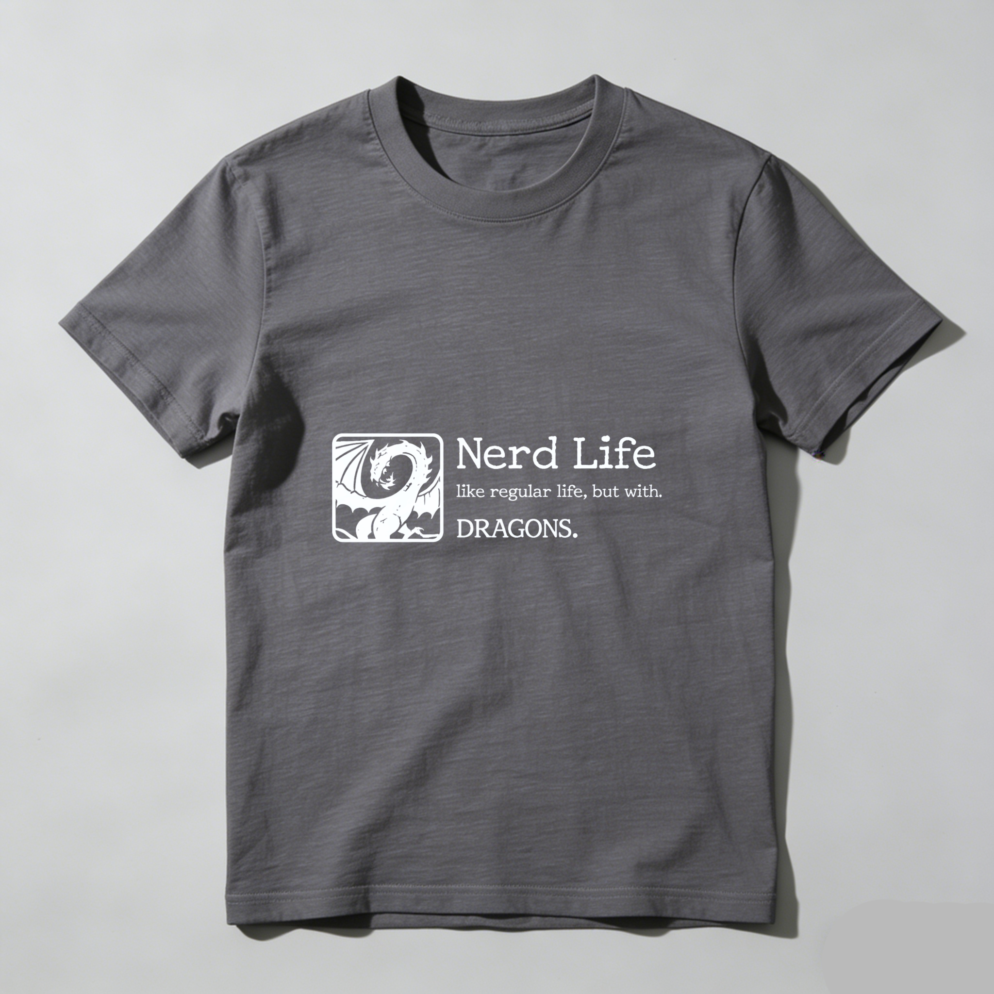 Dorawear™ Nerd Life Dragon Print Pure Cotton Short Sleeve T Shirt-Dorawear