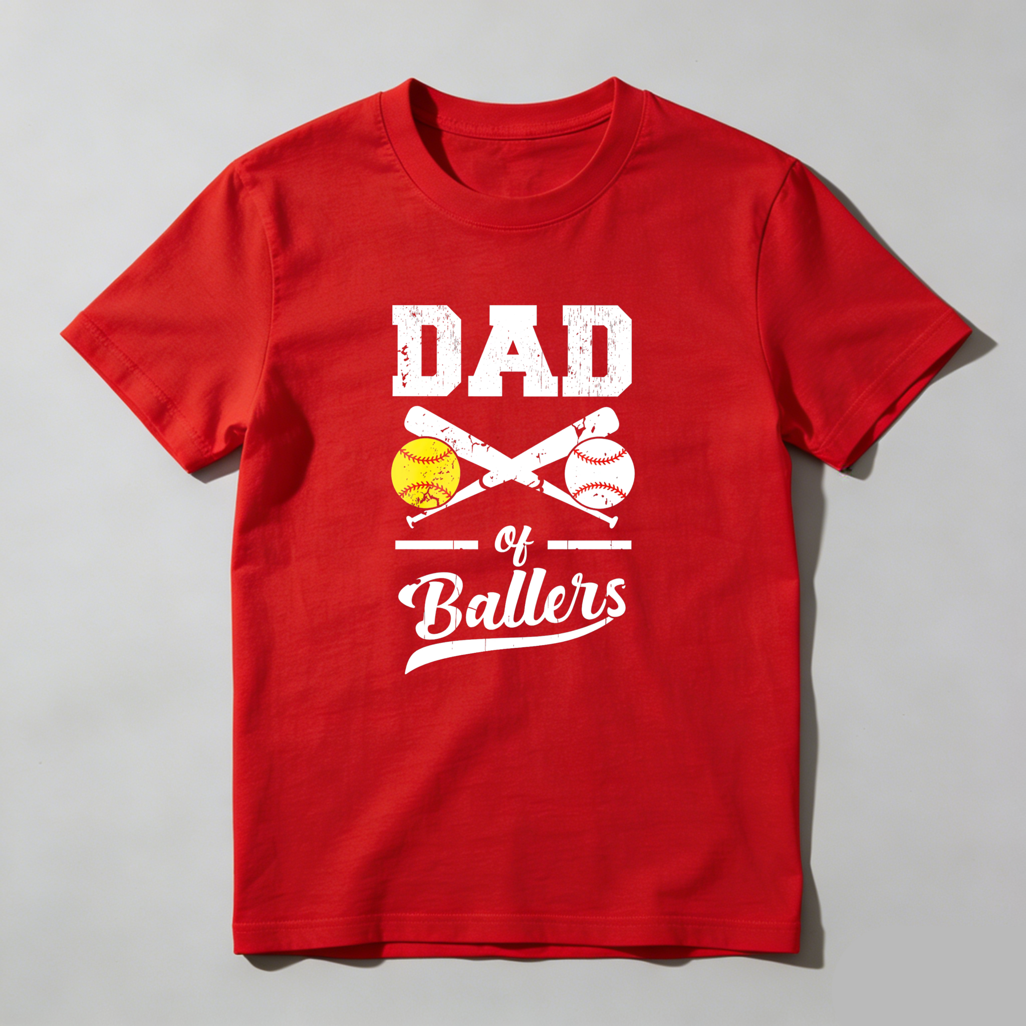 Dorawear™ Dad Of Ballers With Baseball And Softball  T Shirt-Dorawear