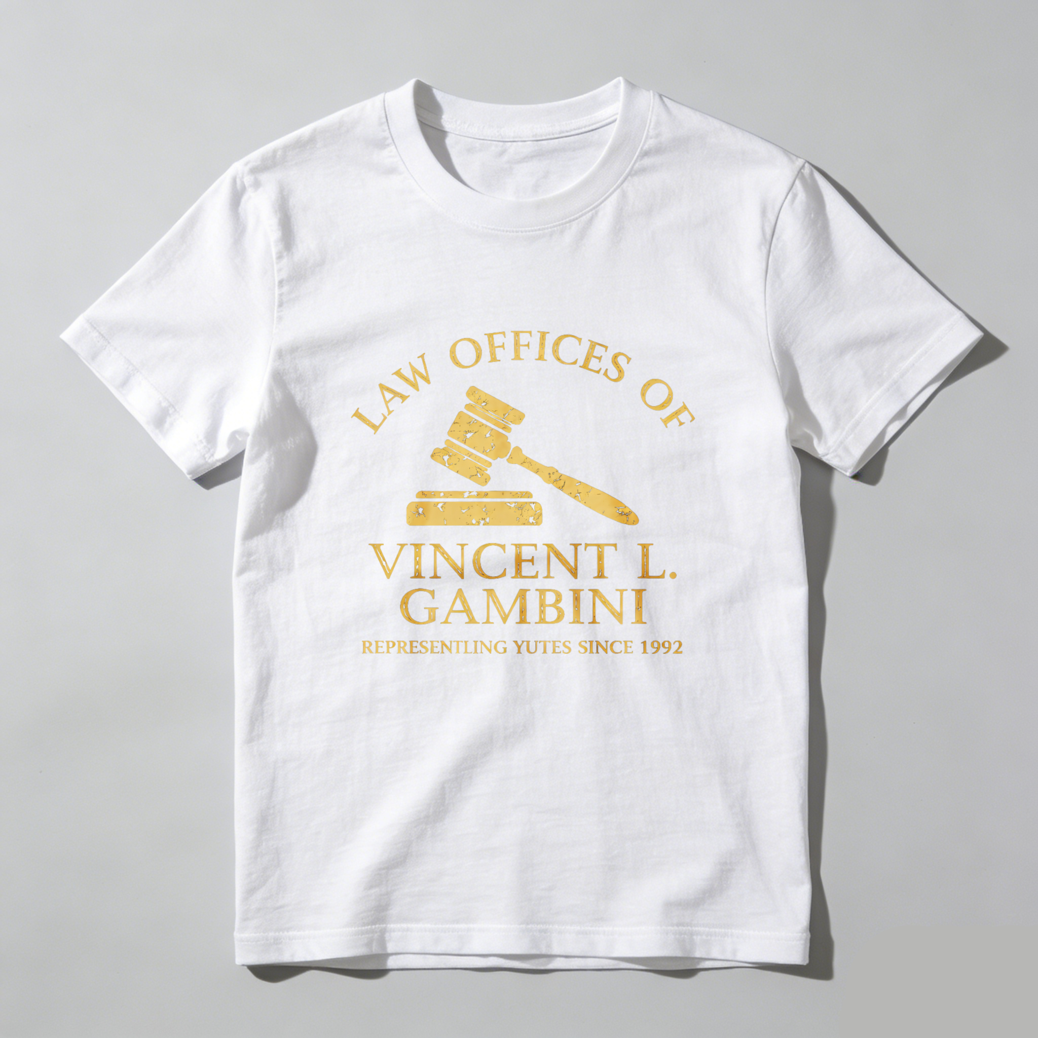 Dorawear™ Law Offices Of Vincent L Gambini Representing Yutes Since 1992 Pure Cotton Short Sleeve T Shirt-Dorawear