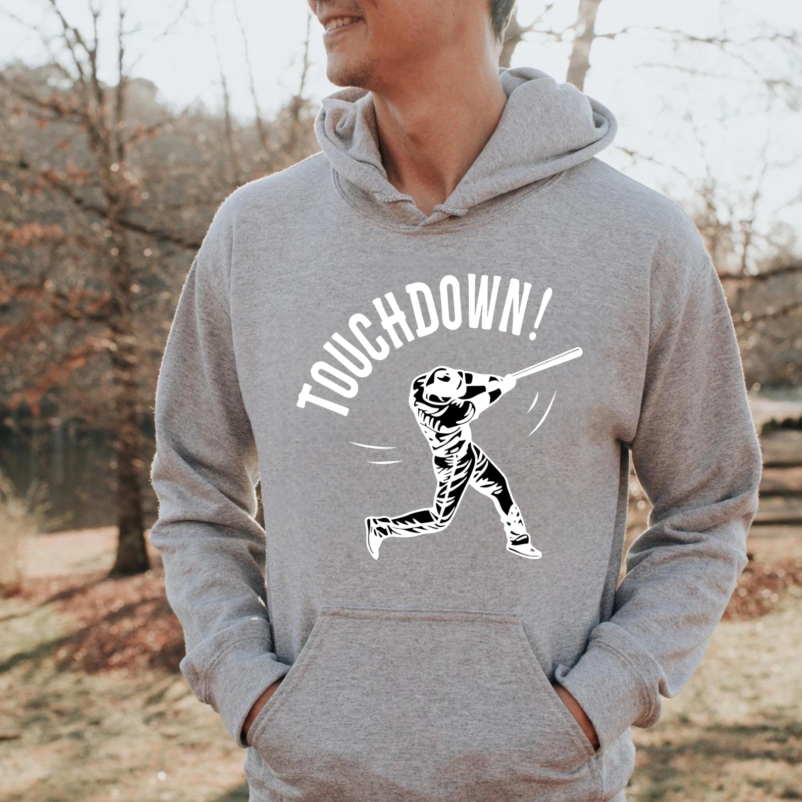 Dorawear™ Touchdown Baseball Player Hoodie Black Sweatshirt Sport Graphic Pullover Casual Wear