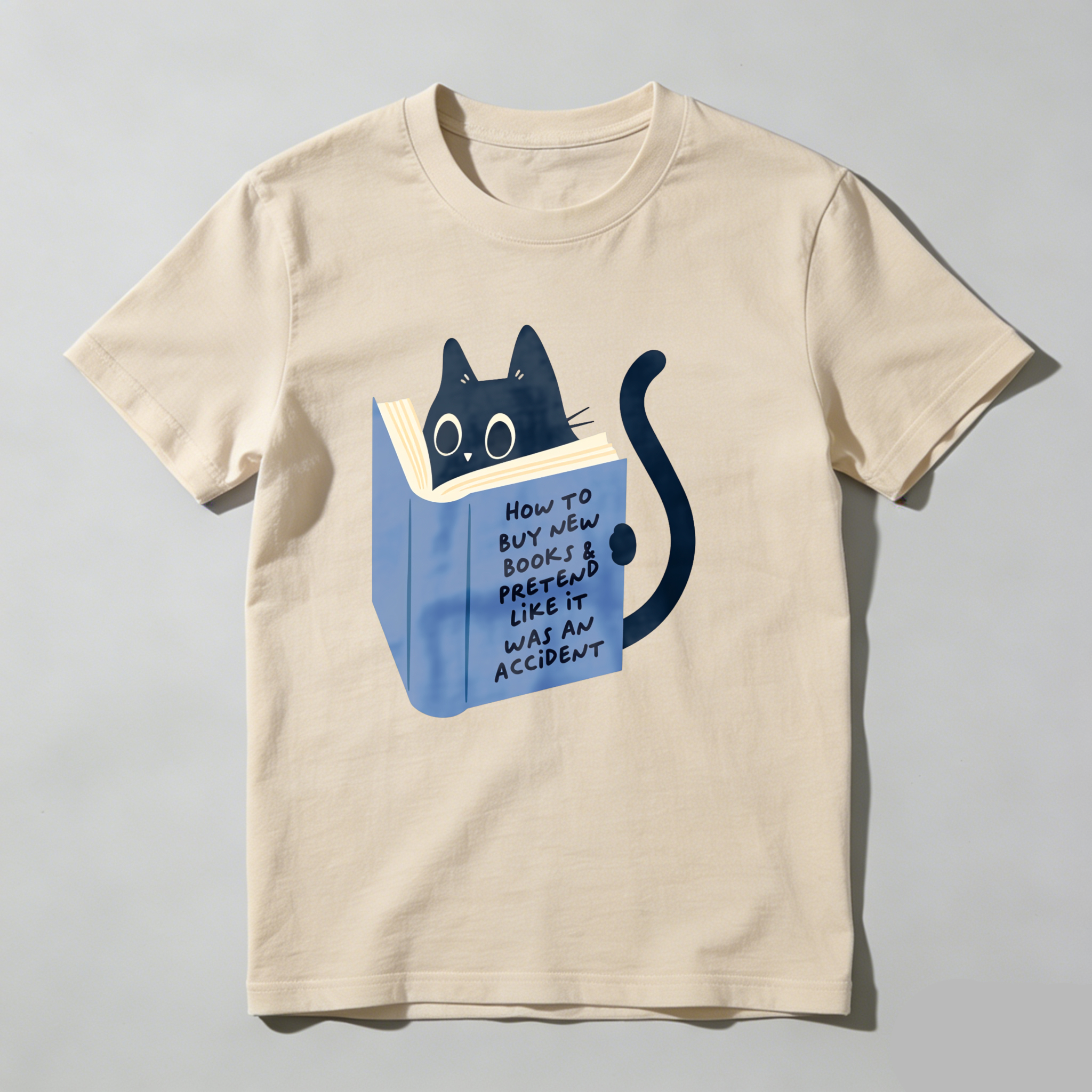 Dorawear Cat Reading Book With Text On Cover T Shirt