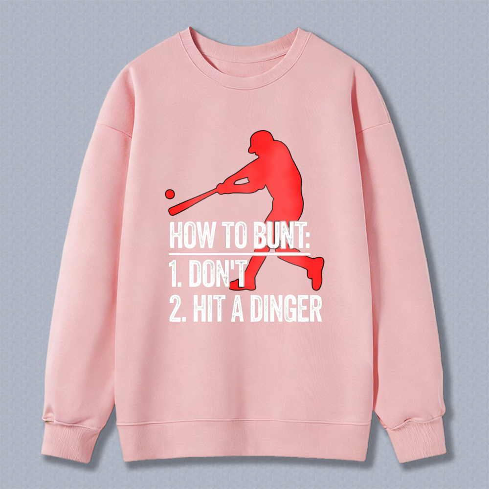 Dorawear™ Baseball Player Silhouette With Text How To Run 1 Don't 2 Hit The Dinger Unisex Classic Sweatshirt-Dorawear