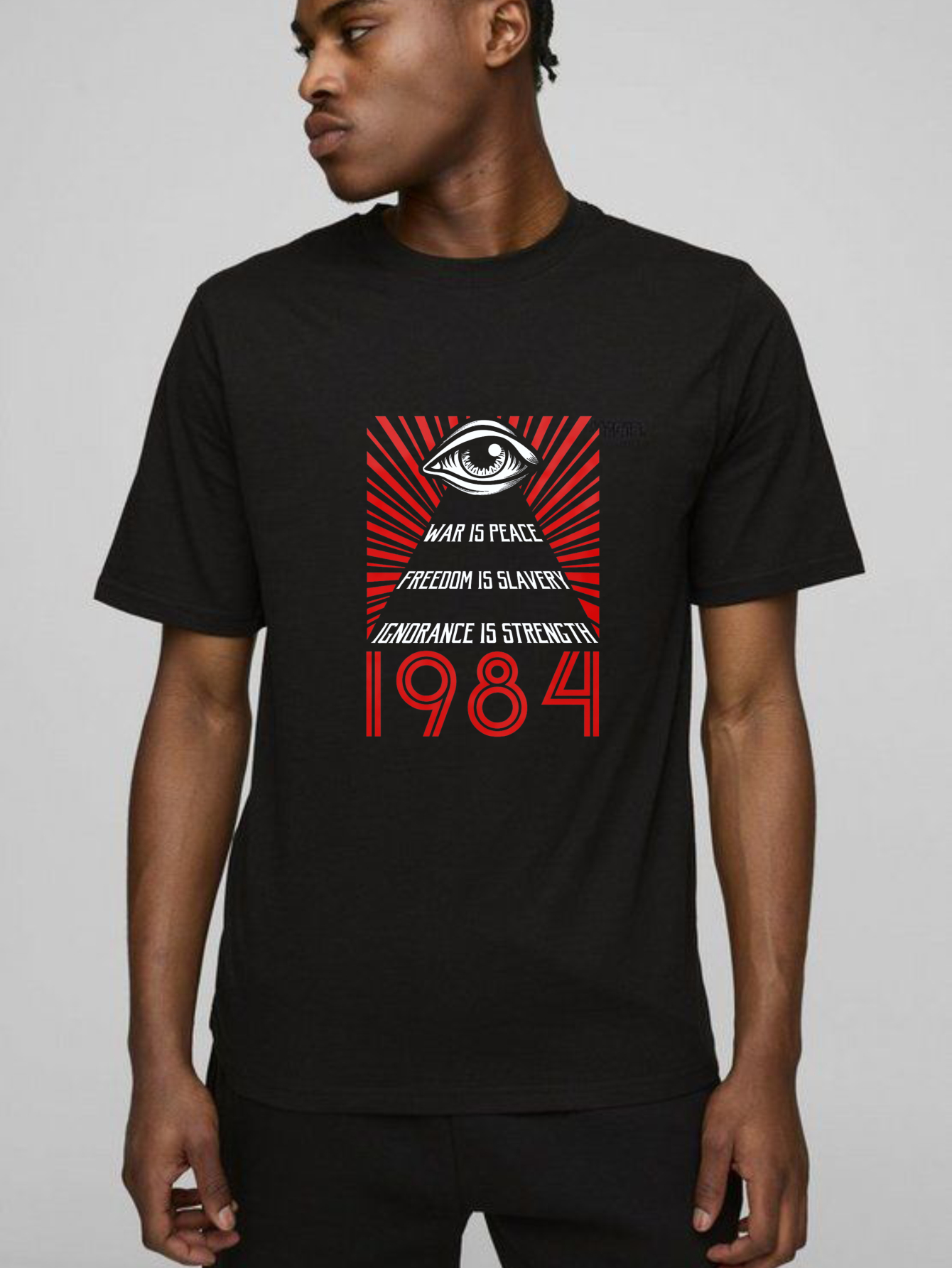 Dorawear™ Big Brother Eye 1984 War Is Peace Freedom Is Slavery Ignorance Is Strength Pure Cotton Short Sleeve T Shirt-Dorawear