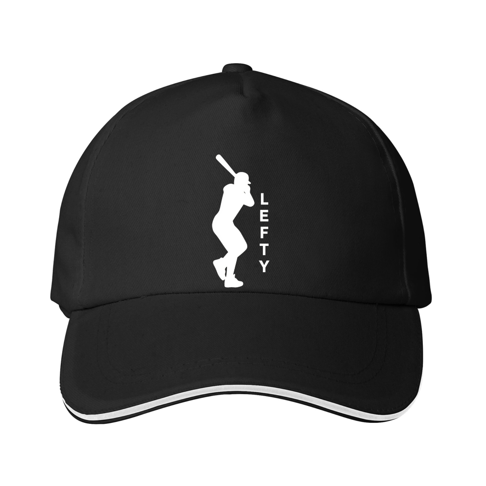 Dorawear™ Baseball Cap Left Handed Batter Silhouette And Lefty Text For Baseball Fans