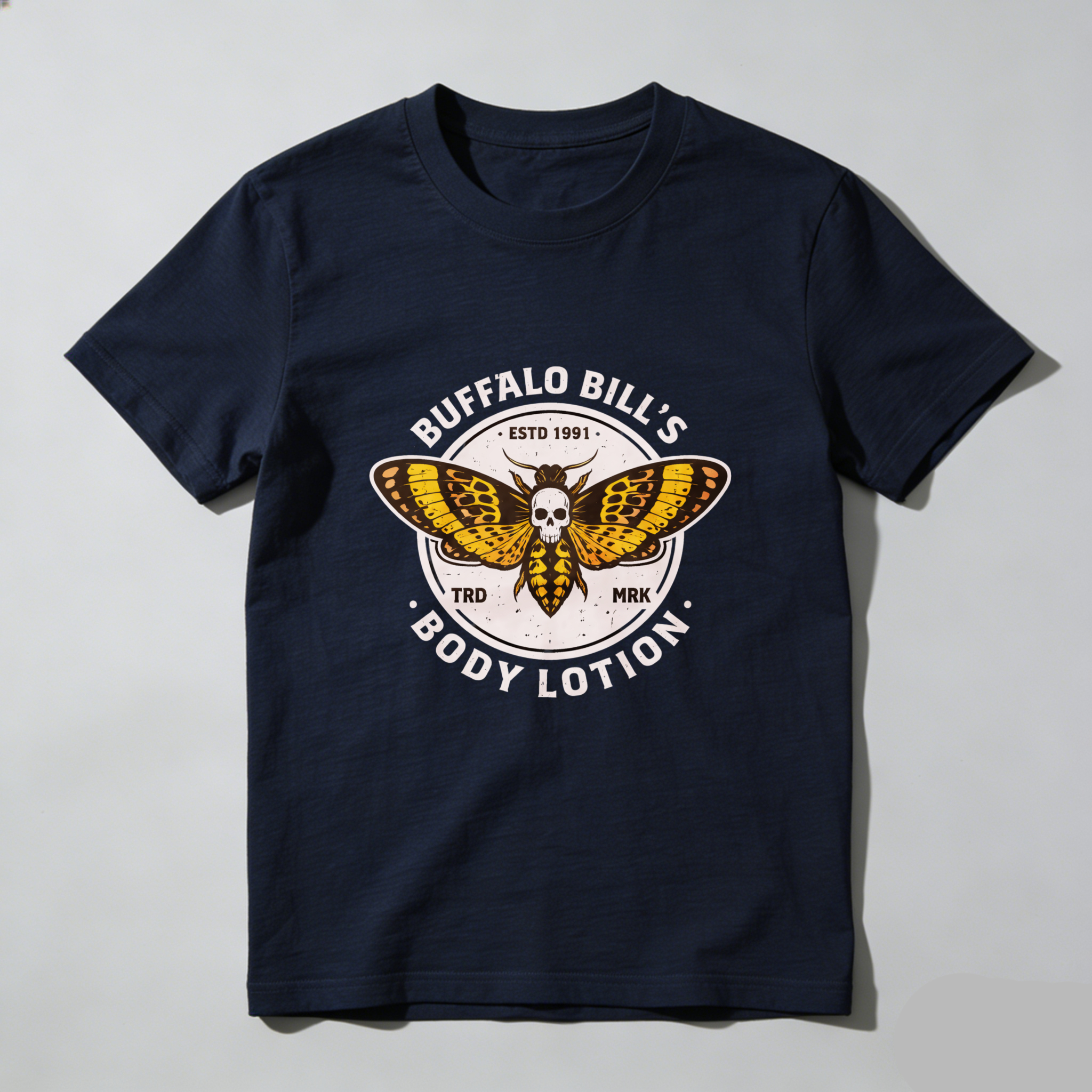 Dorawear™ Buffalo Bills Body Lotion Moth Skull Pure Cotton Short Sleeve T Shirt-Dorawear