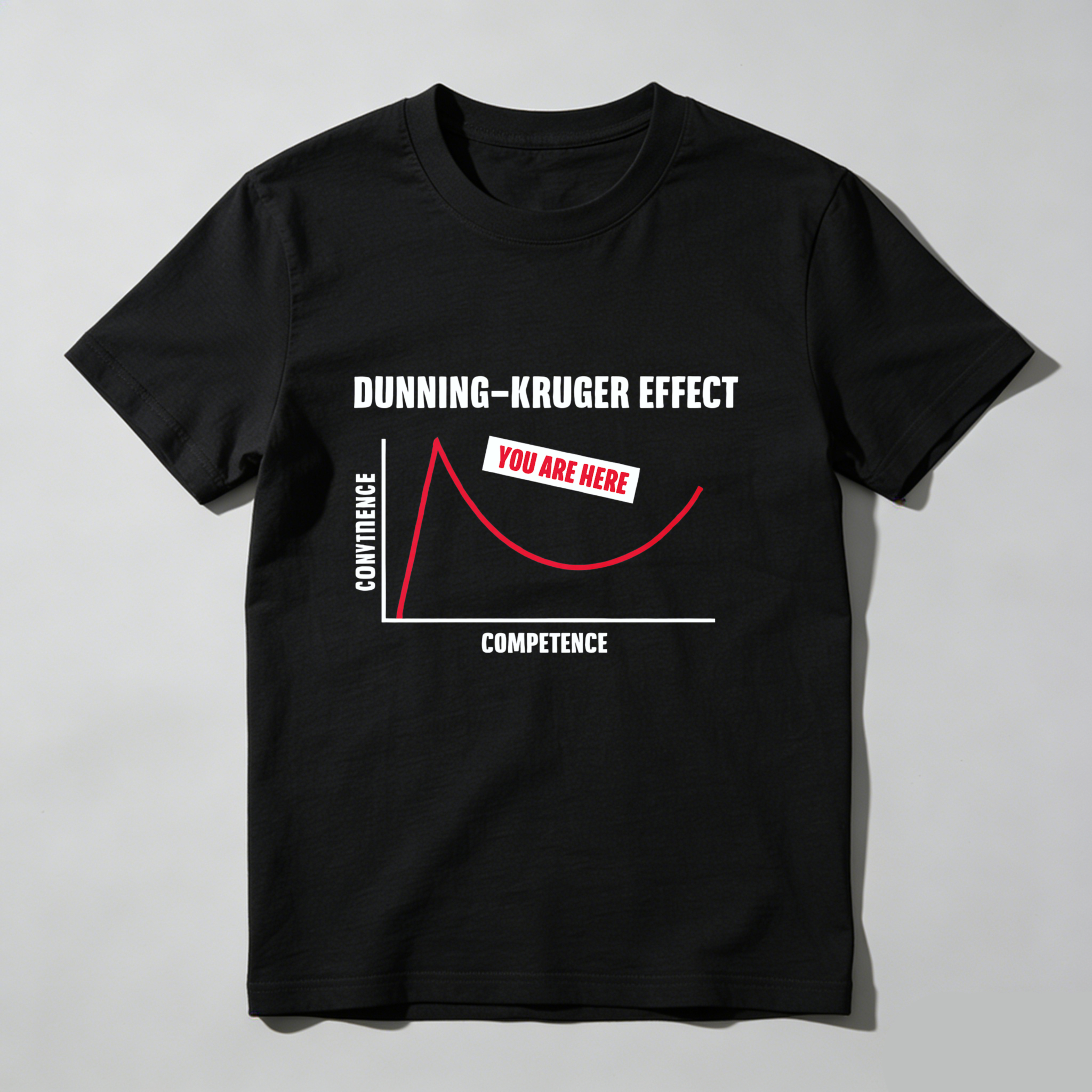Dorawear Dunning Kruger Effect Confidence Curve You Are Here Pure Cotton Short Sleeve T-Shirt