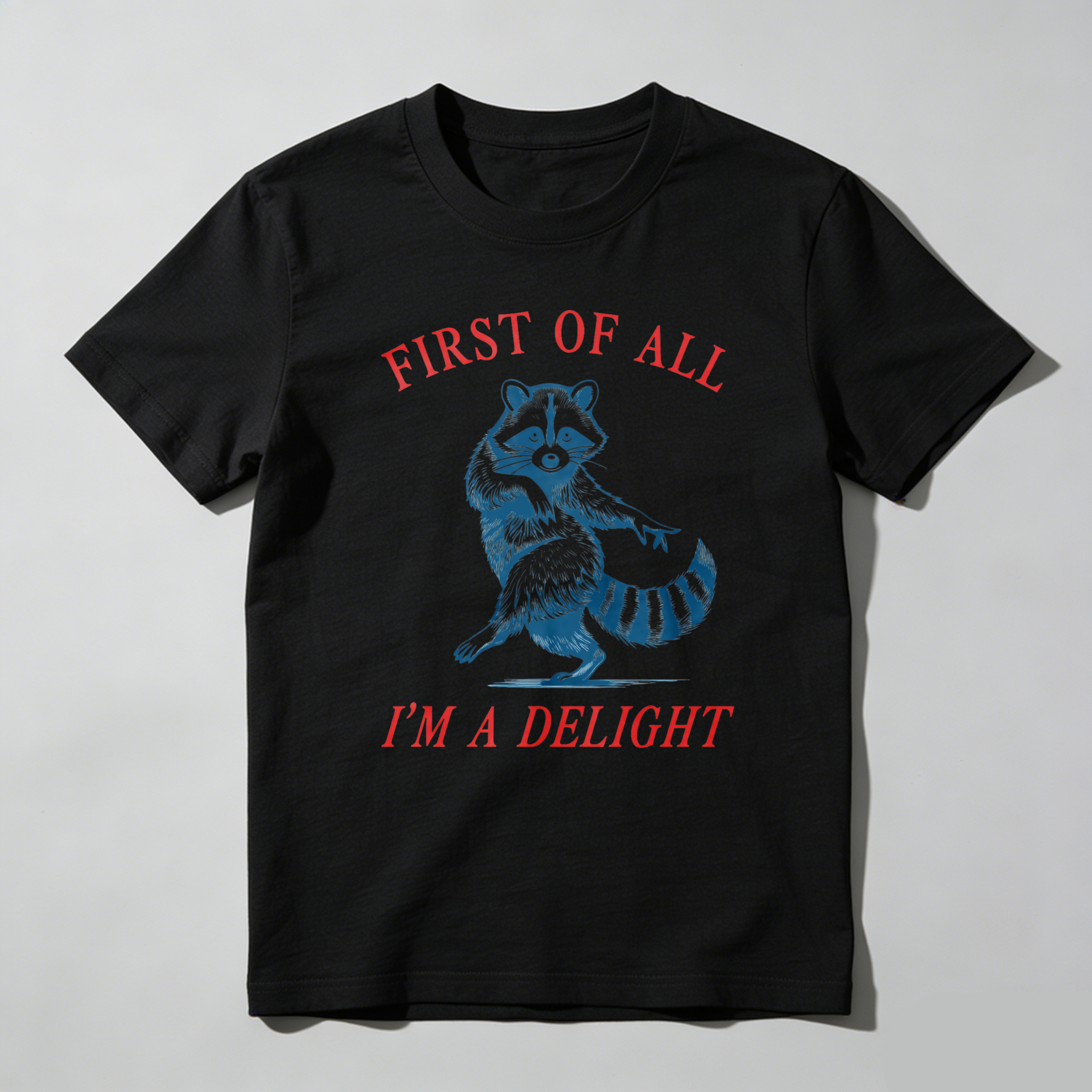 Dorawear™ First Of All I'm A Delight Raccoon T Shirt