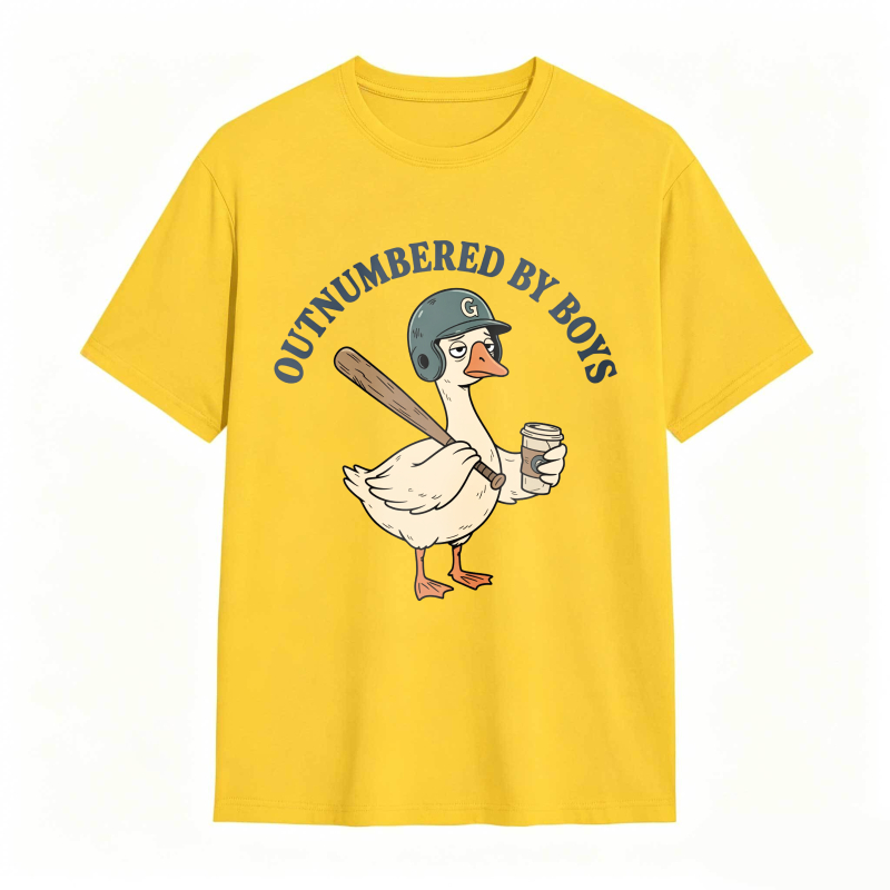 Dorawear™Duck Holding Baseball Bat And Coffee Cup Outnumbered By Boys Unisex Classic T-shirt