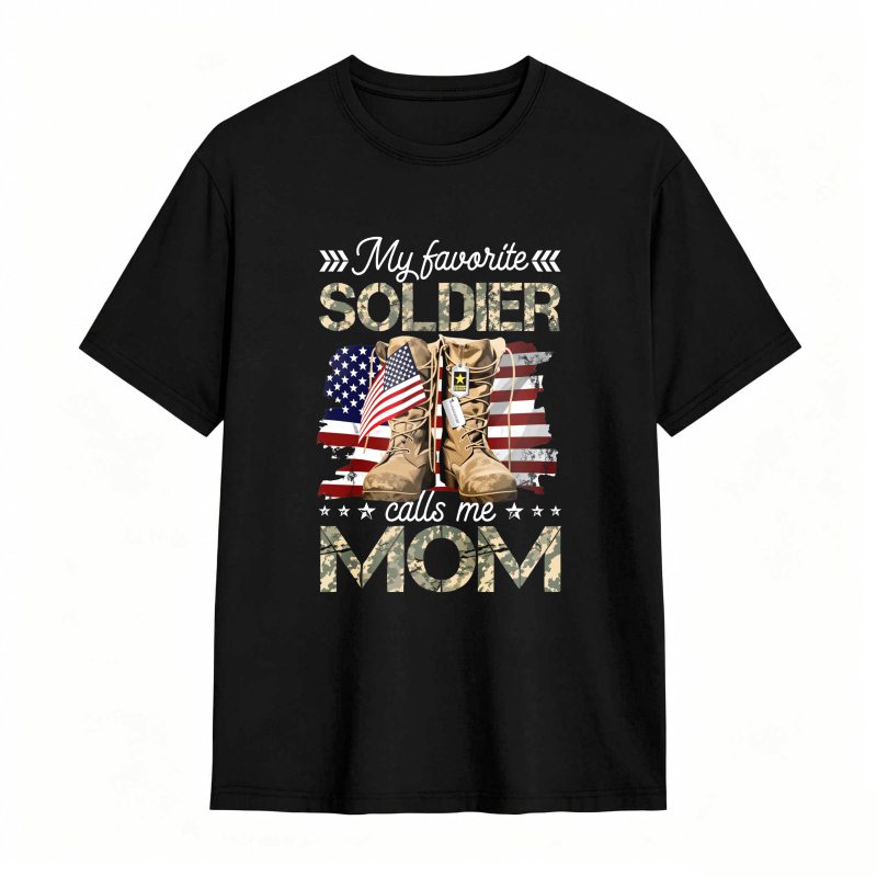 Dorawear™ Soldier Mom American Flag And Military Boots Design Unisex Classic T-shirt