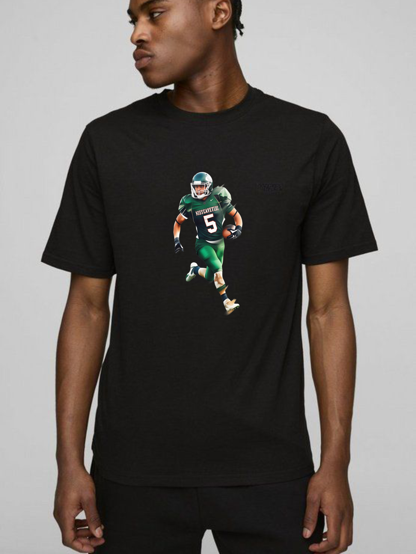 Dorawear™ Football Player In Green Uniform Running T Shirt