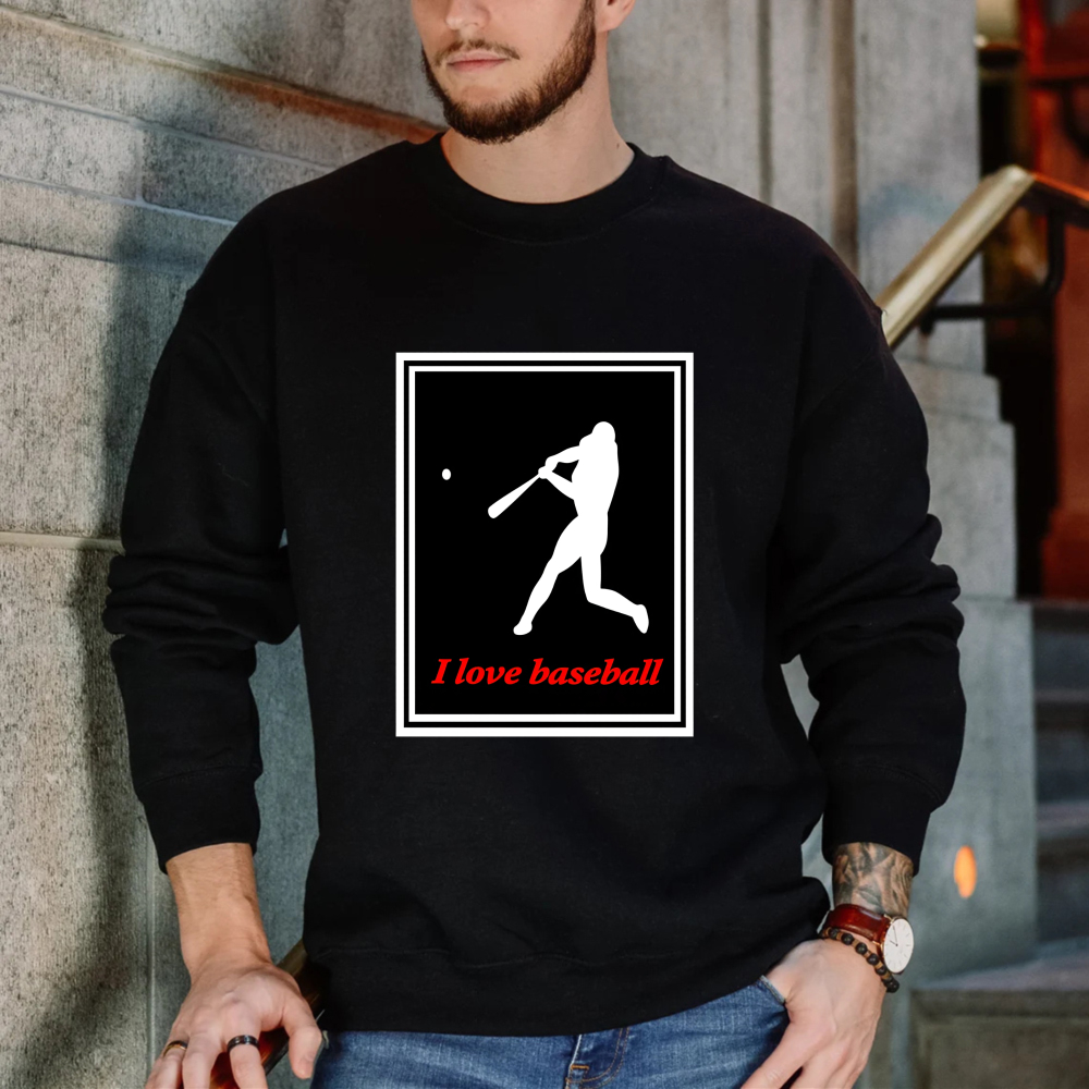 Dorawear™ Baseball Player Silhouette I Love Baseball Unisex Classic Sweatshirt