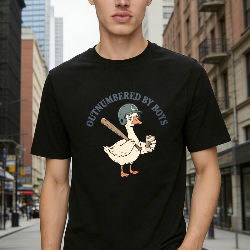 Dorawear™Duck Holding Baseball Bat And Coffee Cup Outnumbered By Boys Unisex Classic T-shirt