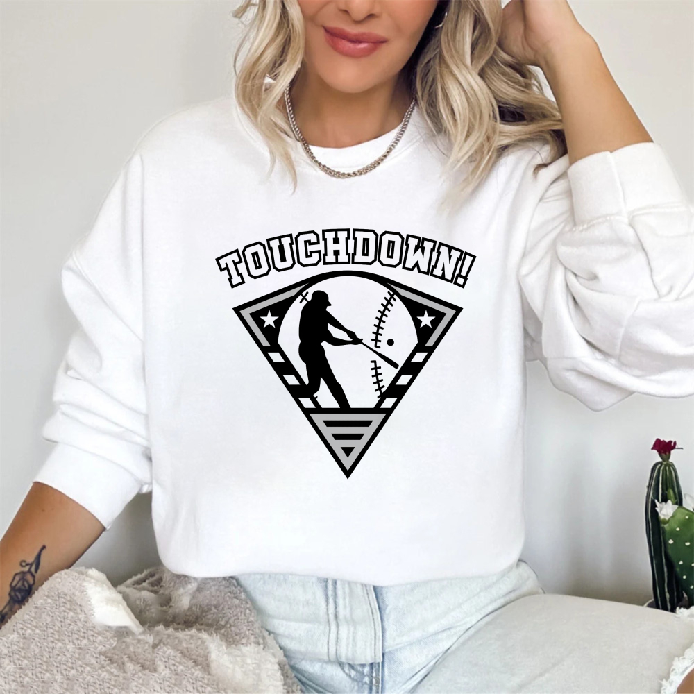 Dorawear™ Baseball Player With Bat And Ball In Diamond Design Touchdown Unisex Classic Sweatshirt