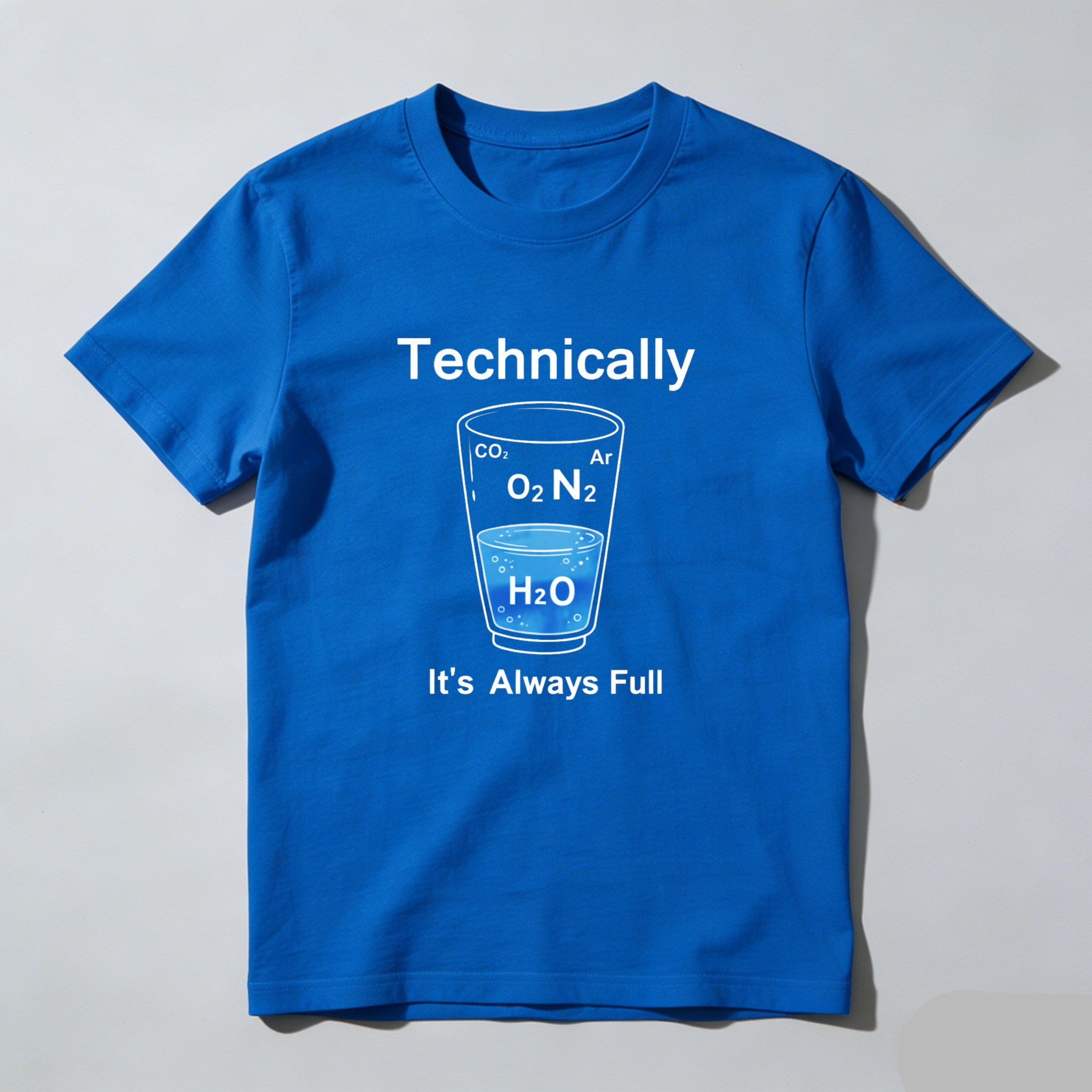 Dorawear Technically Always Full Water Glass Science Pure Cotton Short Sleeve T Shirt