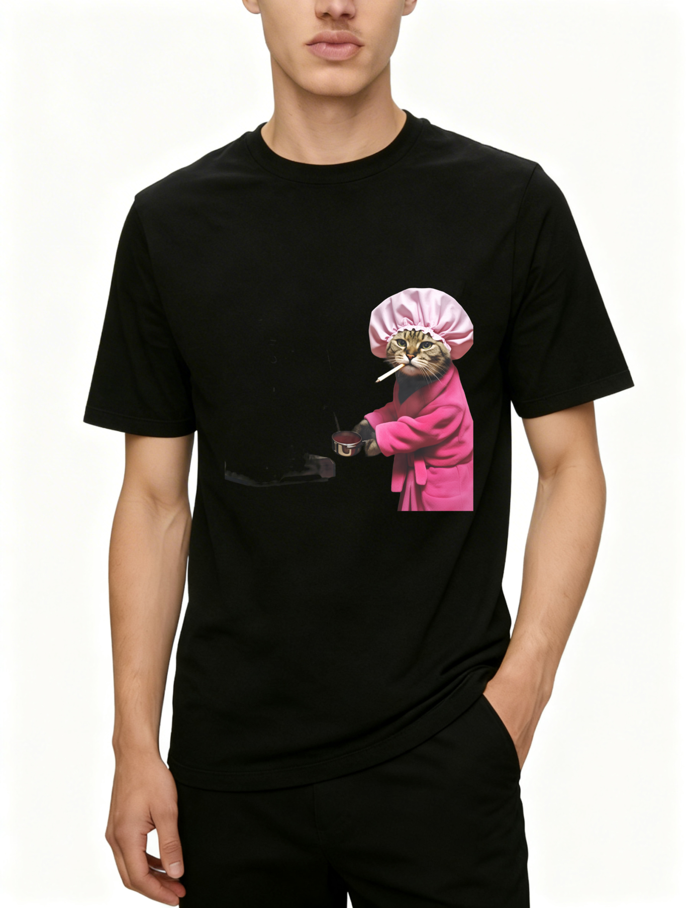 Dorawear™ Cat Wearing Pink Chef Hat And Coat T Shirt