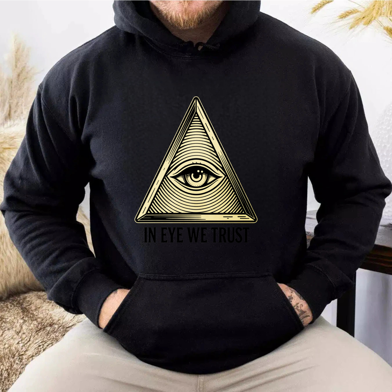 Dorawear™ All Seeing Eye Pyramid Hoodie In Eye We Trust Golden Symbol Sweatshirt Black Unisex Streetwear Fashion Apparel-Dorawear