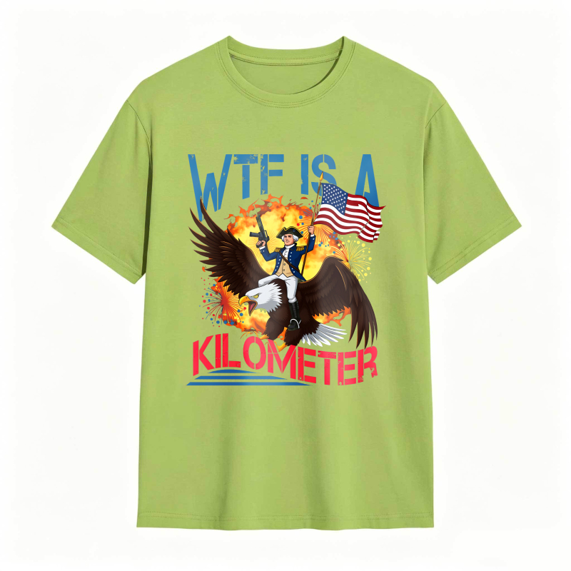 Dorawear™ Wtf Is A Kilometer Eagle And American Flag Design Unisex Classic T-shirt