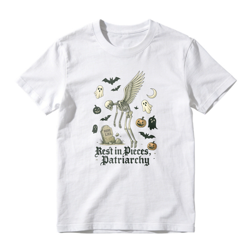 Rest In Pieces Patriarchy Skeleton Ghost Pumpkin Halloween, Unisex Classic T-shirt