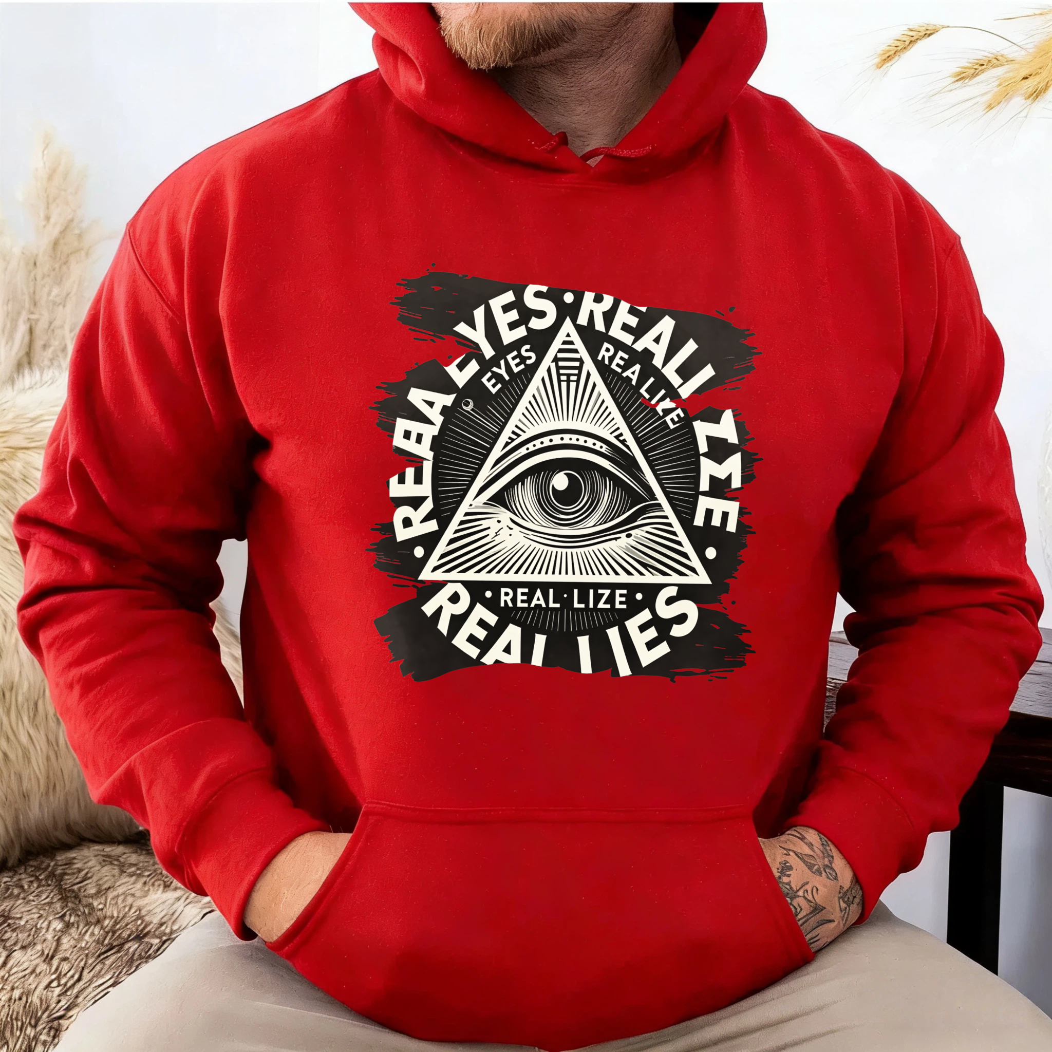 Dorawear™ All Seeing Eye Real Lies Realize Hoodie Black Sweatshirt With Eye Of Providence Design For Men And Women Casual Wear Fashion Statement Piece-Dorawear