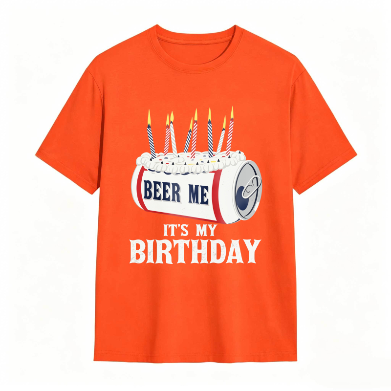 Dorawear™ Beer Can With Candles And Text Beer Me Its My Birthday Unisex Classic T-shirt