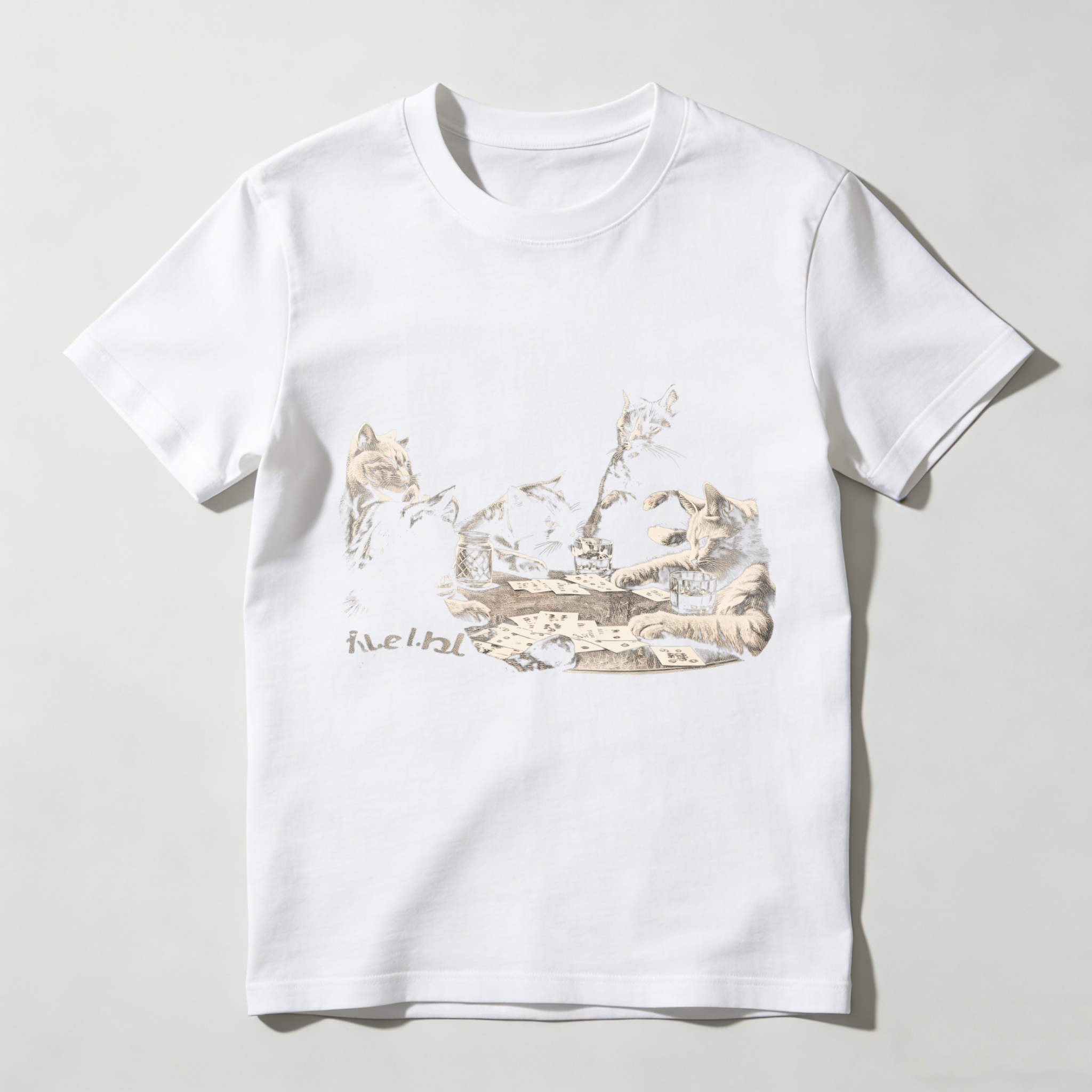 Dorawear™ Cats Playing Cards With Wine And Cheese T Shirt
