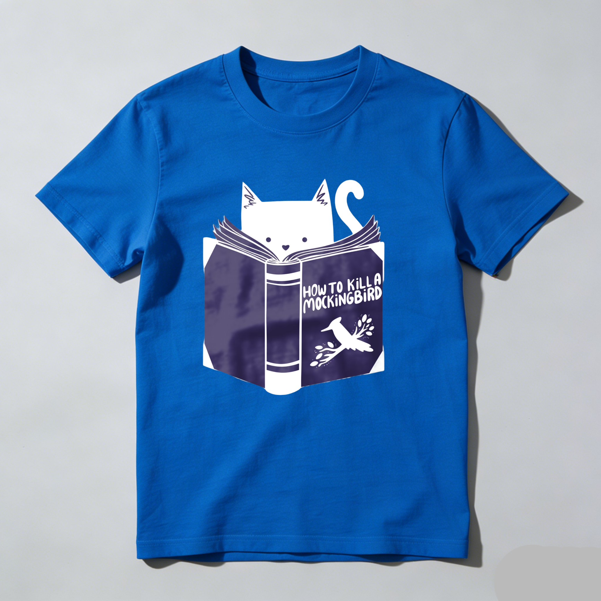 Dorawear™ Cat Reading Book With Mockingbird Title T Shirt