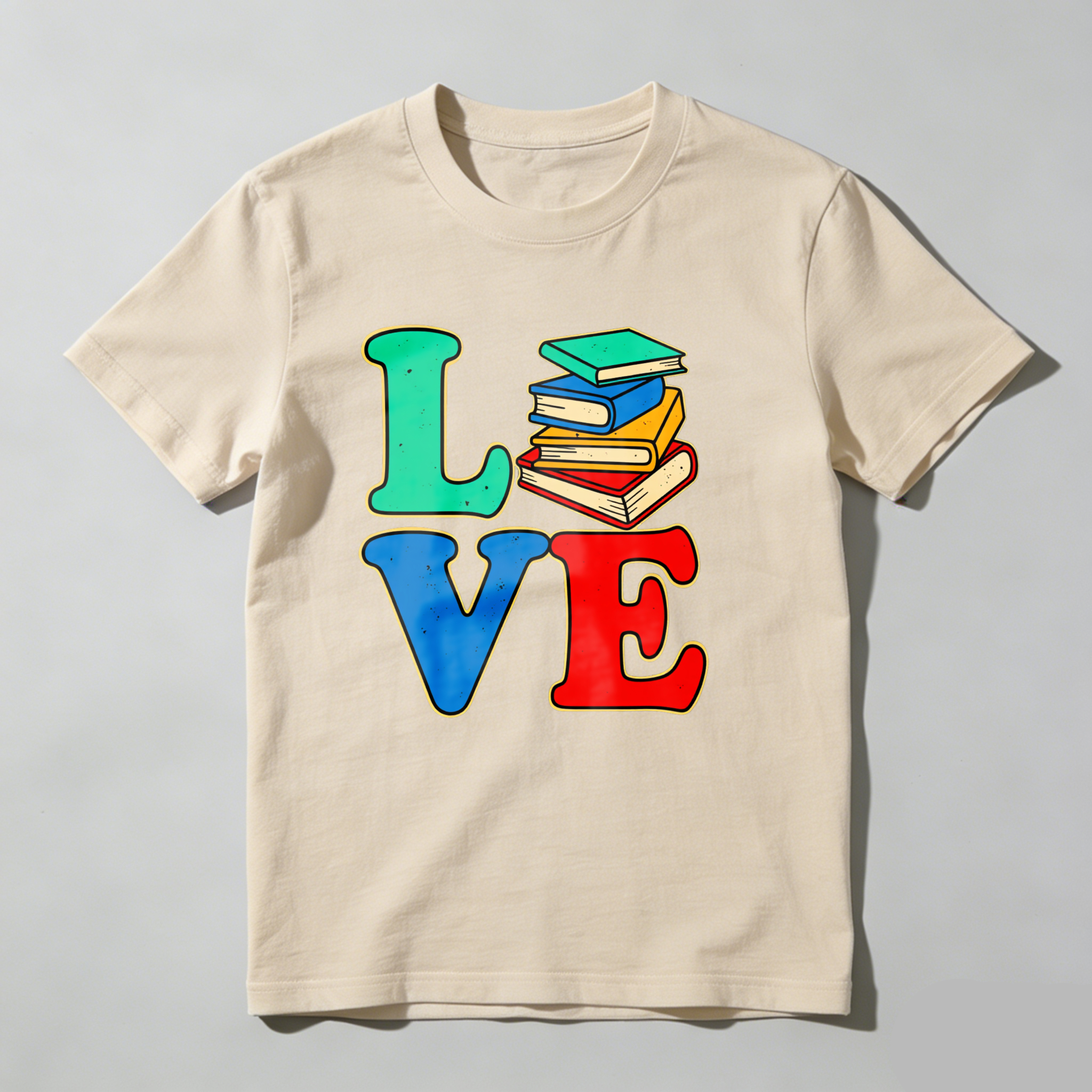 Dorawear Love Books Stack Colorful Letters T Shirt