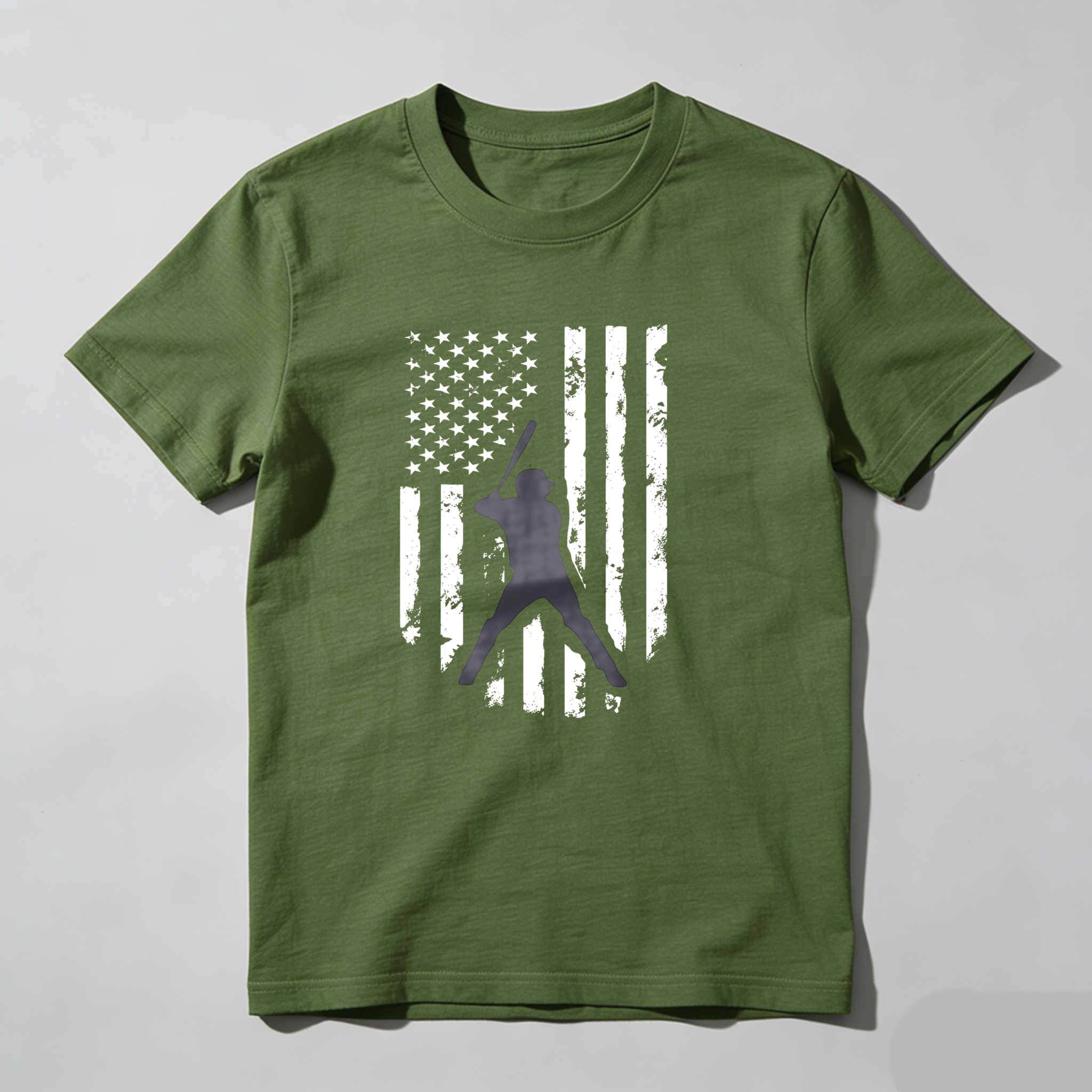 Dorawear™ American Flag With Baseball Player Silhouette  T Shirt