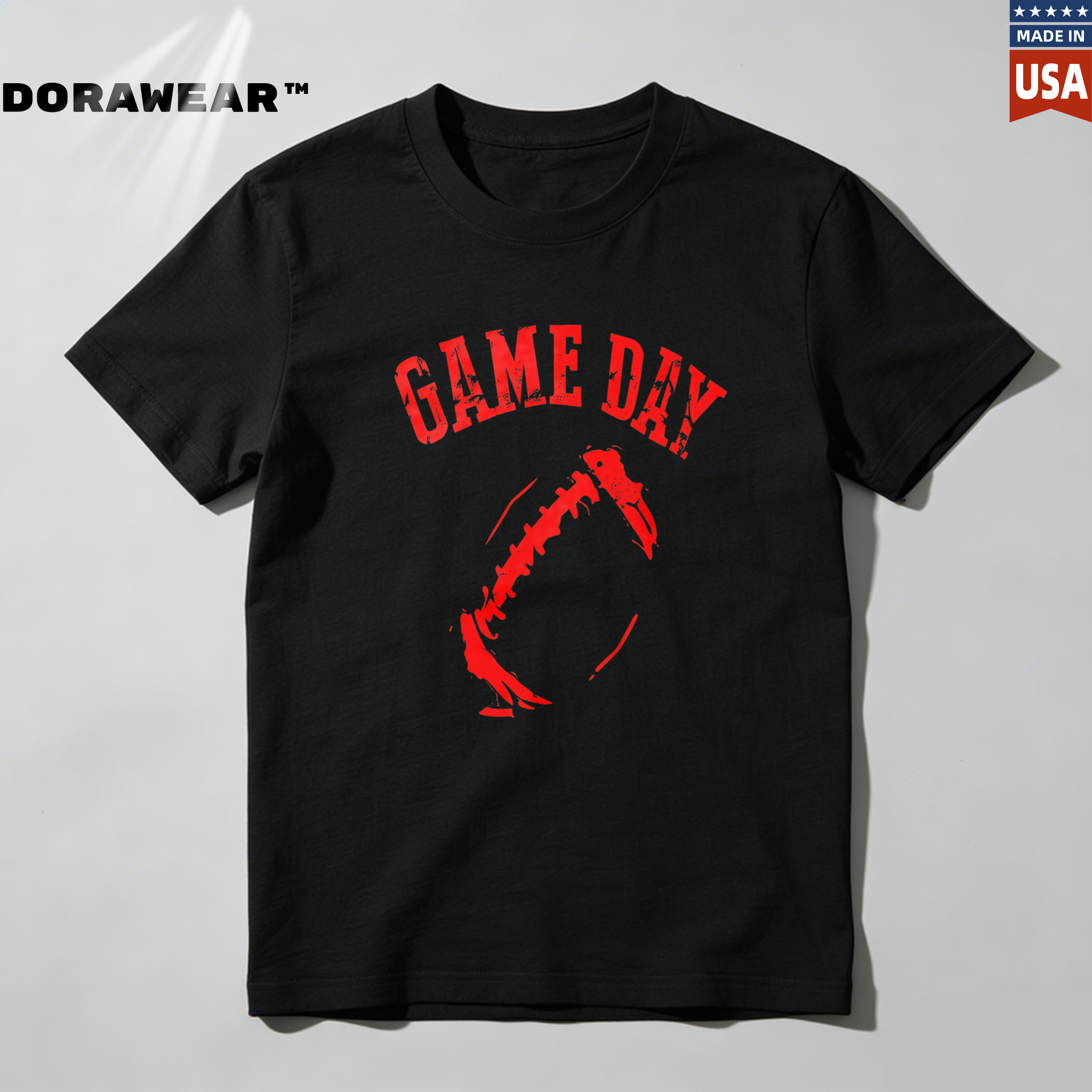 Dorawear™ Game Day Football Design Print  T Shirt-Dorawear