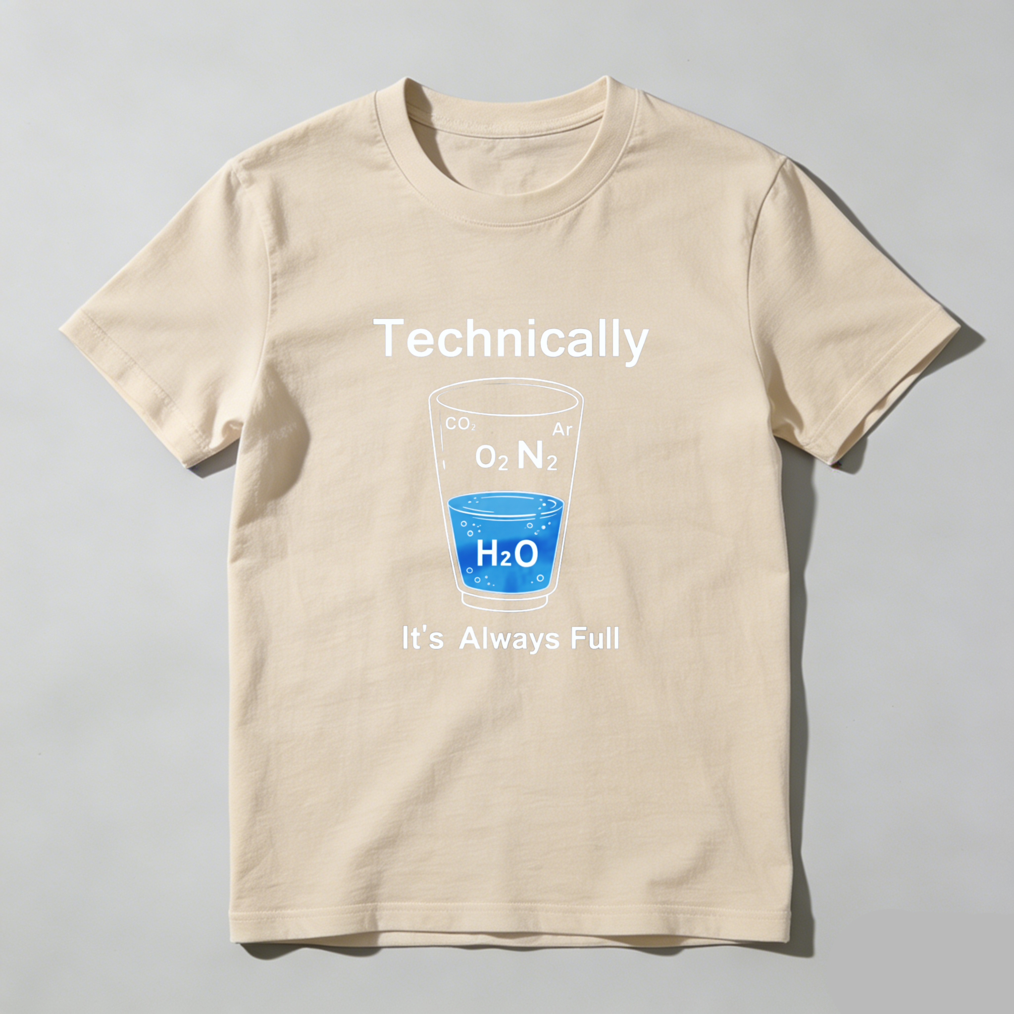 Dorawear Technically Always Full Water Glass Science Pure Cotton Short Sleeve T Shirt