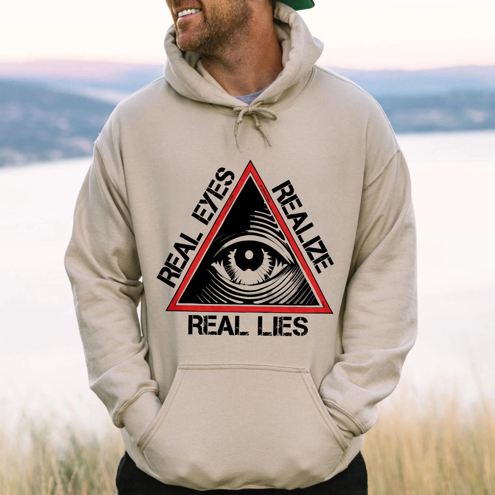 Dorawear™ Real Eyes Realize Real Lies Hoodie Black Eye Symbol Triangular Design Sweatshirt Men Women Unisex Casual Wear-Dorawear