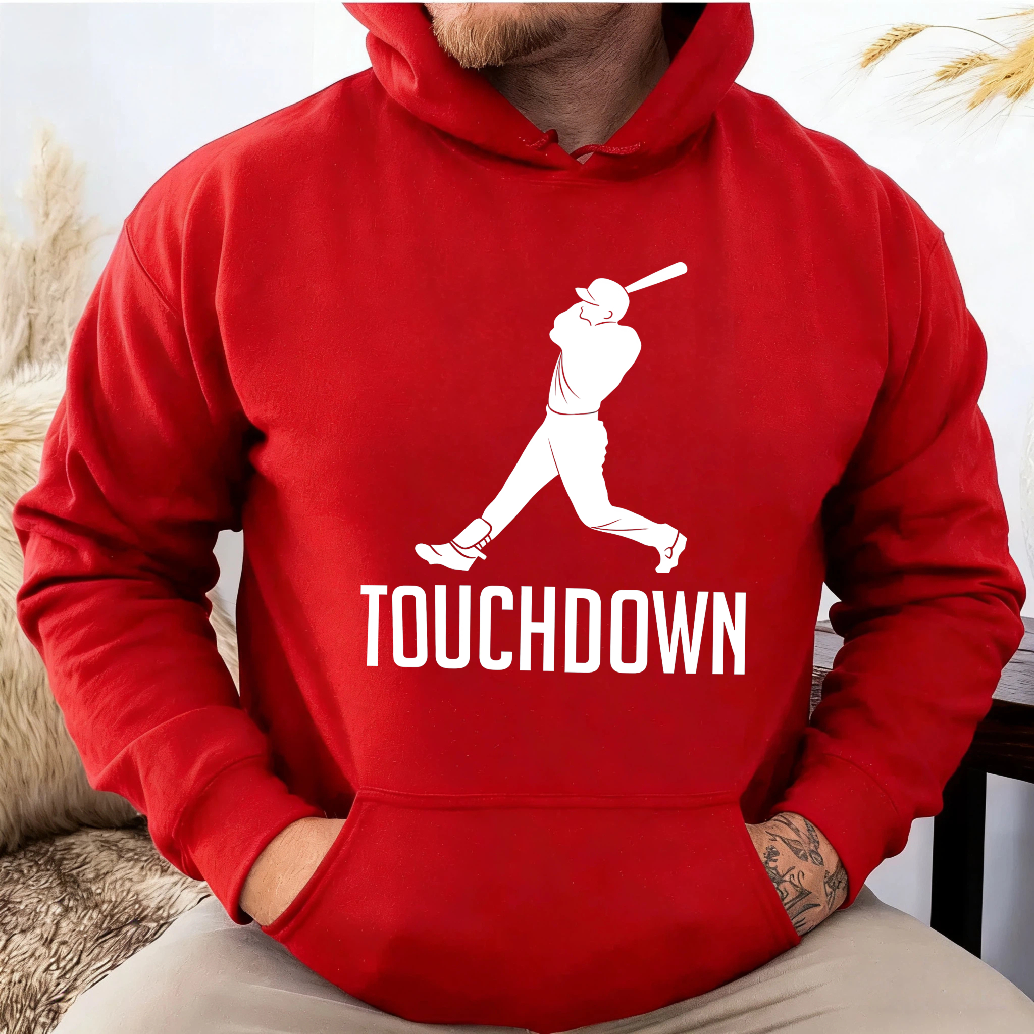 Dorawear™ Baseball Player Touchdown Hoodie Sweatshirt Sport Graphic Pullover Unisex Casual Wear