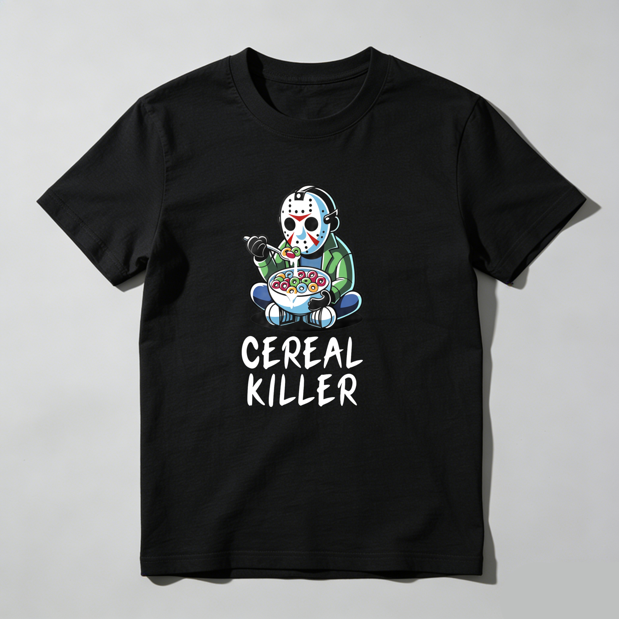 Cereal Killer Character Eating Cereal tshirt 100% cotton