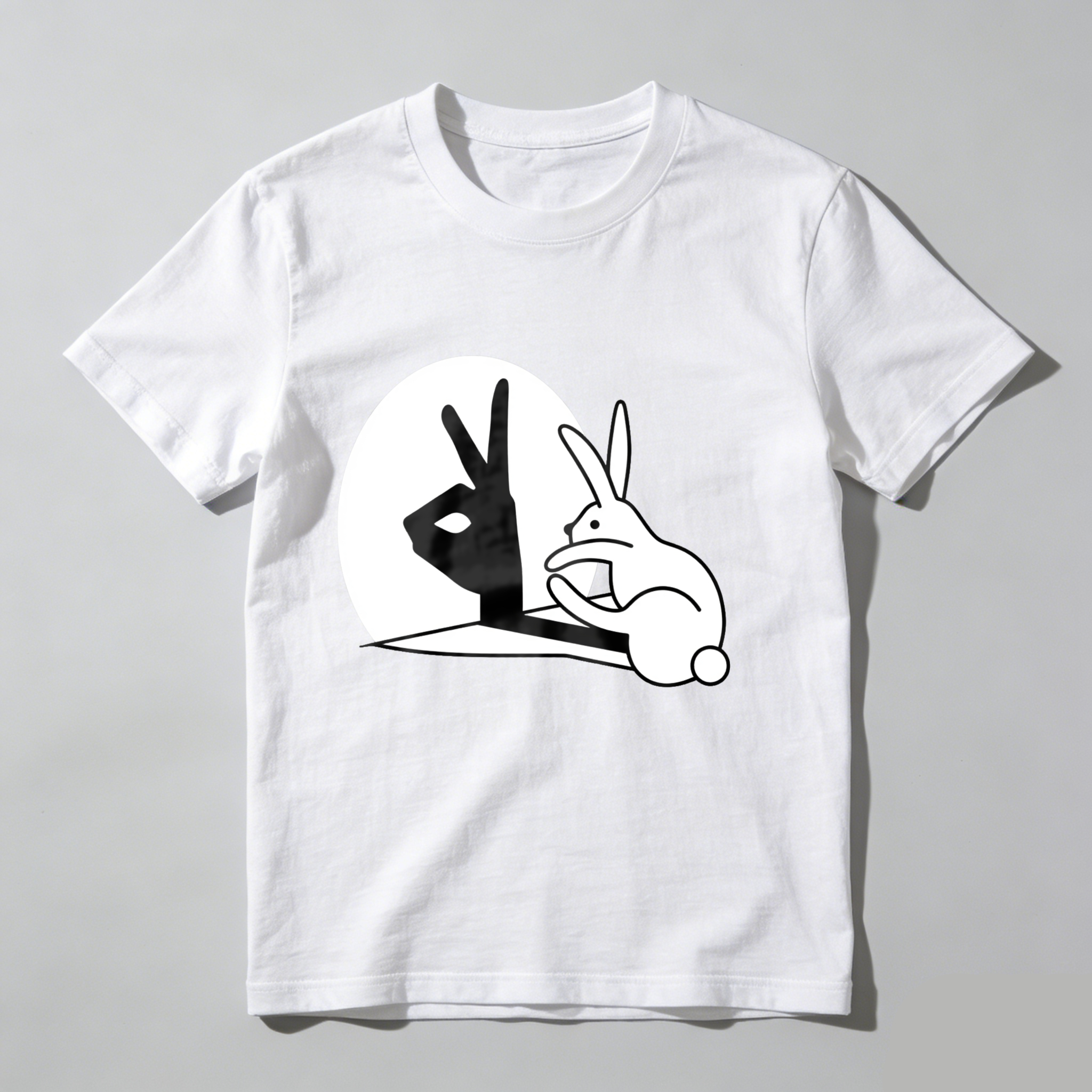 Dorawear™ Rabbit Making Peace Sign In Moon T Shirt