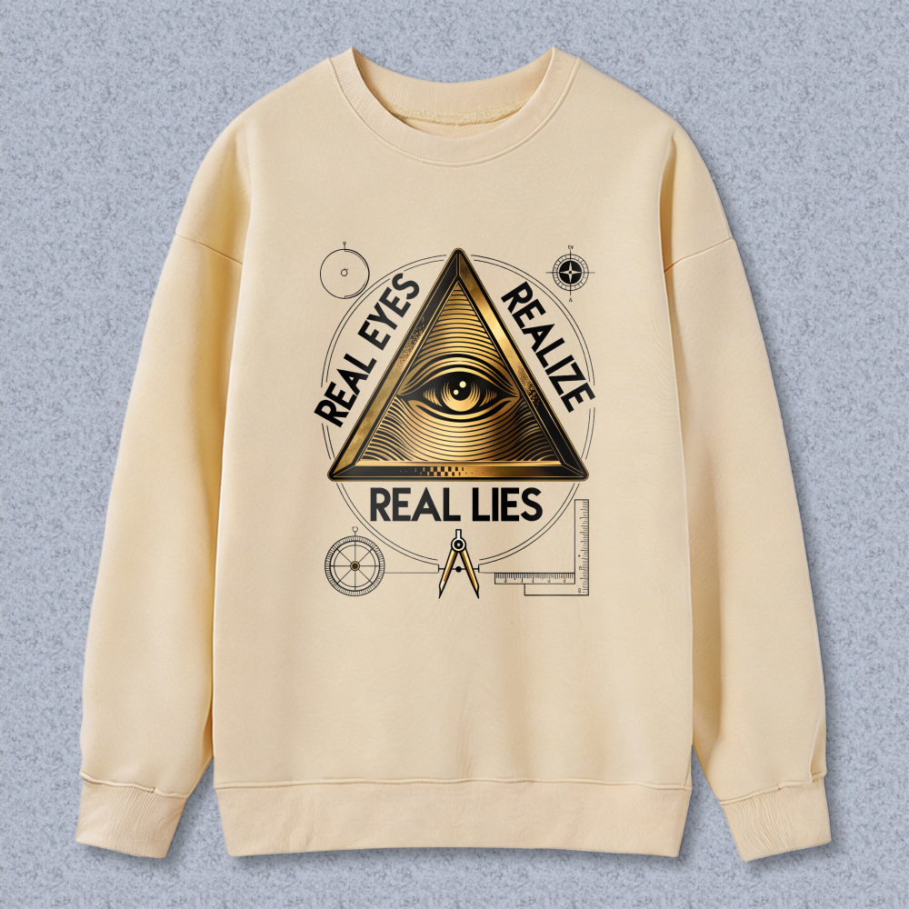 Dorawear™ All Seeing Eye Pyramid Real Eyes Realize Real Lies Symbol Unisex Classic Sweatshirt