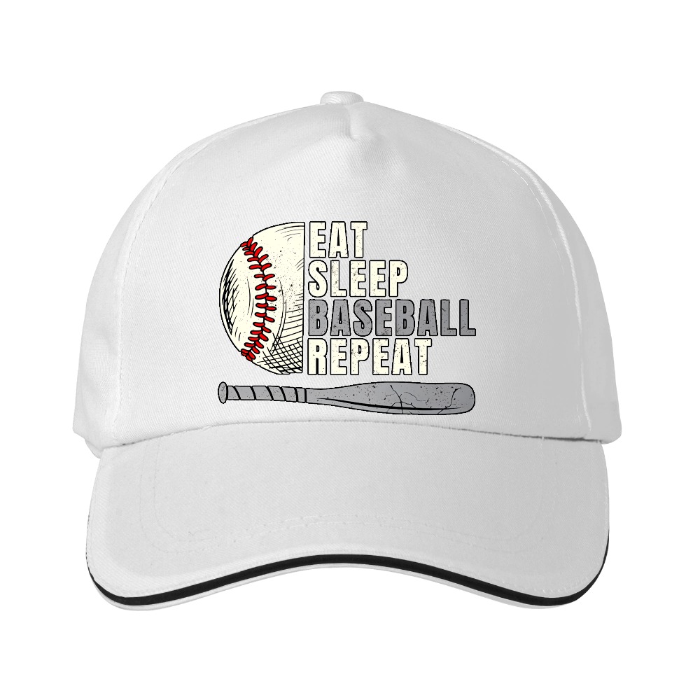 Dorawear™ Baseball Cap Eat Sleep Baseball Repeat With Ball And Bat Design For Sports Fans