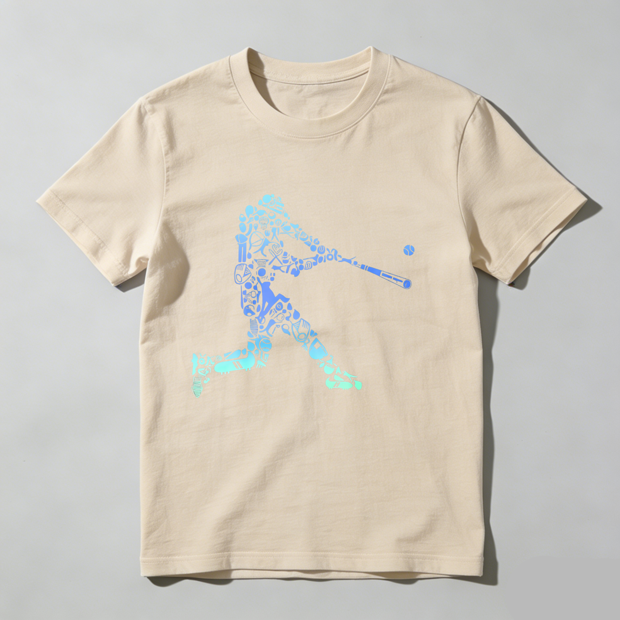 Dorawear™ Baseball Player Silhouette With Tools And Equipment  T Shirt