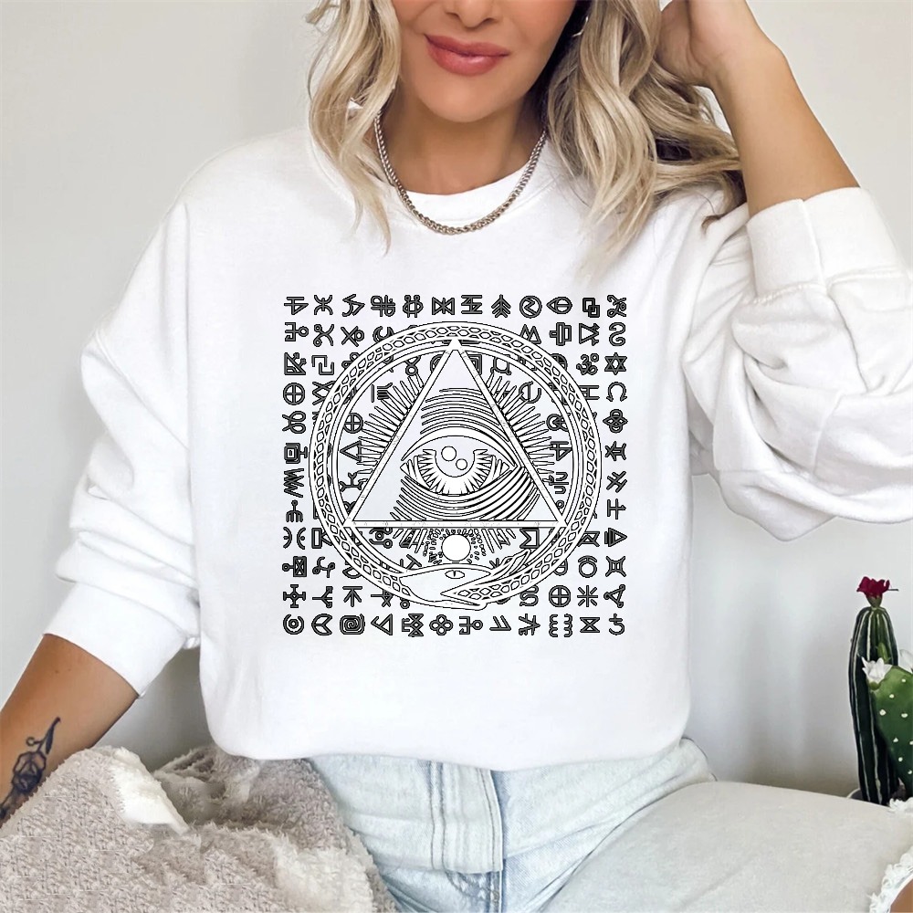 Dorawear™ All Seeing Eye Symbol With Ancient Symbols And Hieroglyphs Unisex Classic Sweatshirt