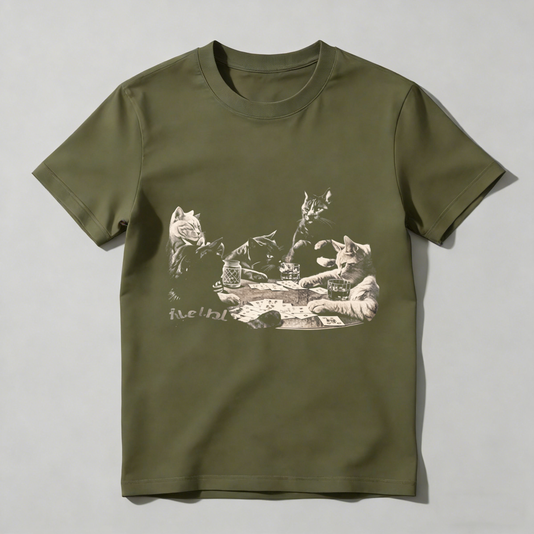 Dorawear™ Cats Playing Cards With Wine And Cheese T Shirt