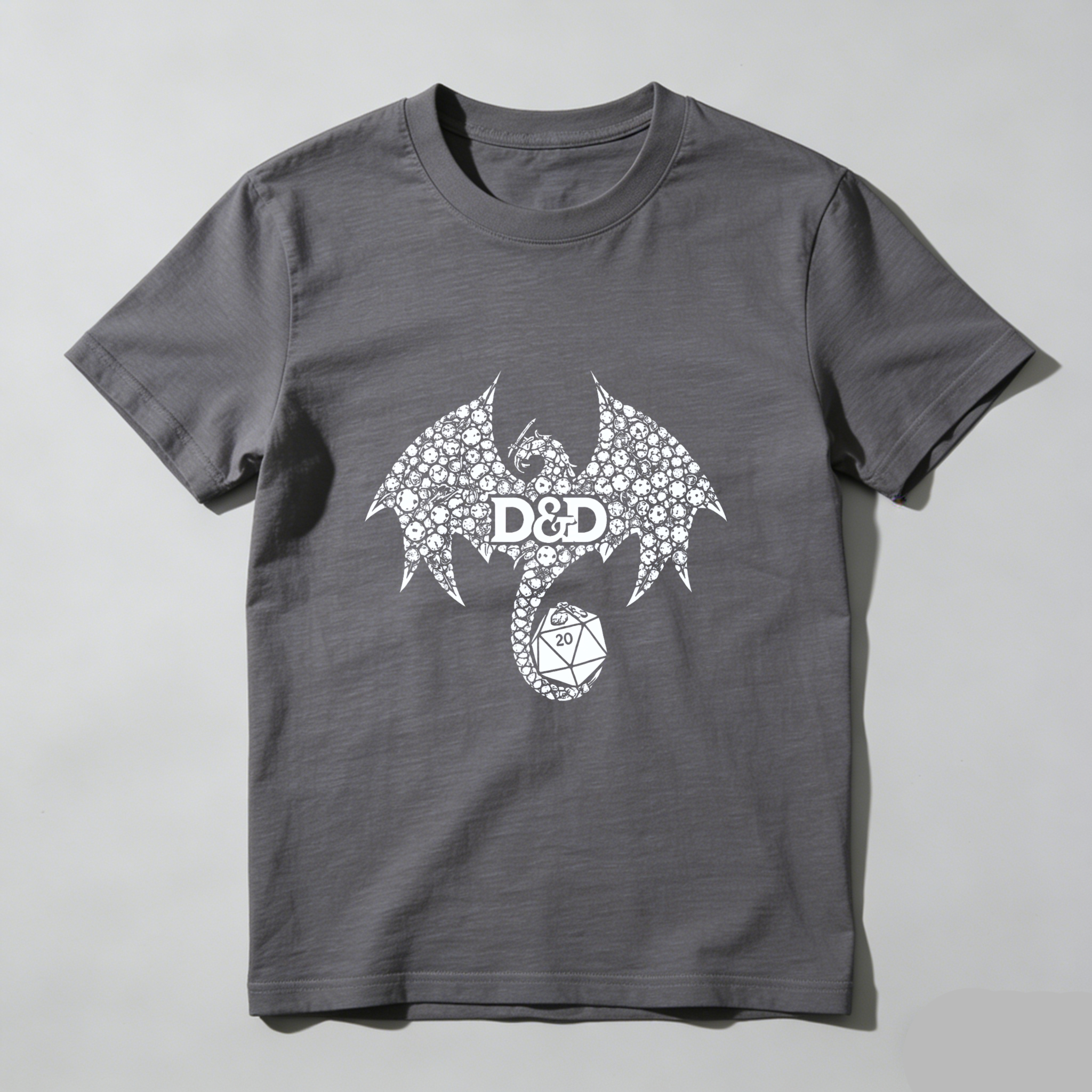 Dorawear™ Dragon Dnd Dice Pattern Pure Cotton Short Sleeve T Shirt-Dorawear