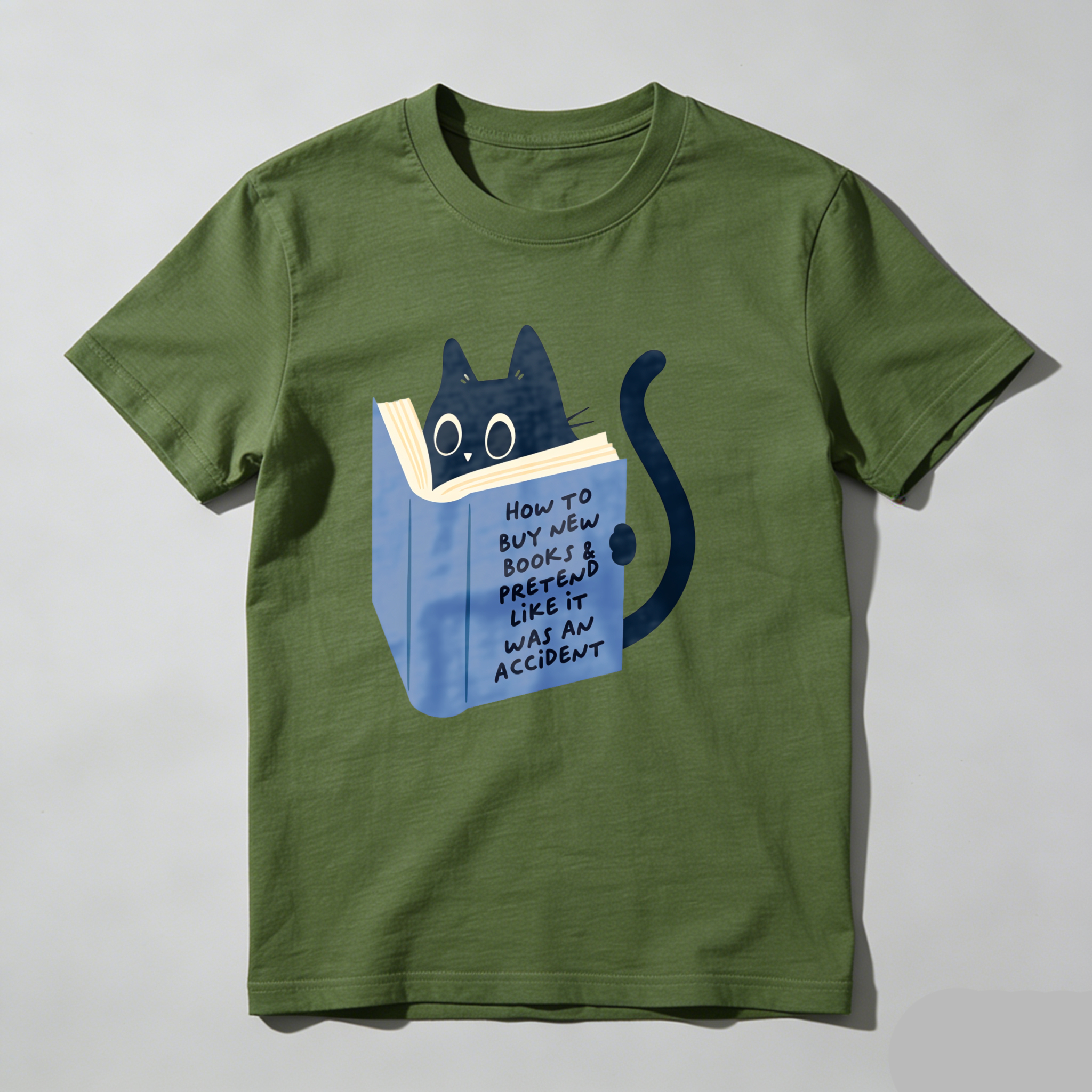 Dorawear Cat Reading Book With Text On Cover T Shirt