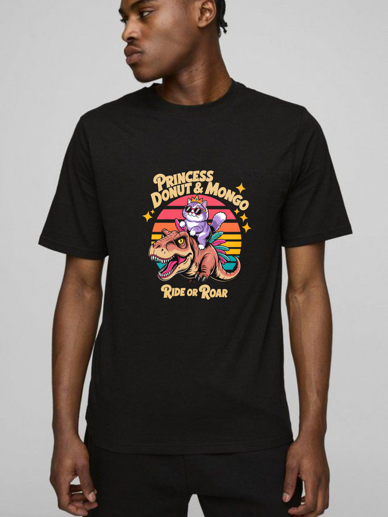 Dorawear™ Princess Donut Mongo Ride Or Roar Dinosaur Cat T Shirt