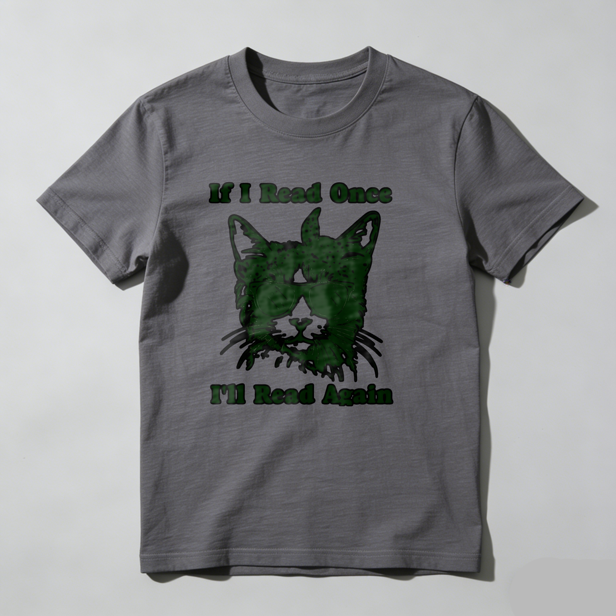 Dorawear™ If I Read Once I'll Read Again Cat With Glasses T Shirt
