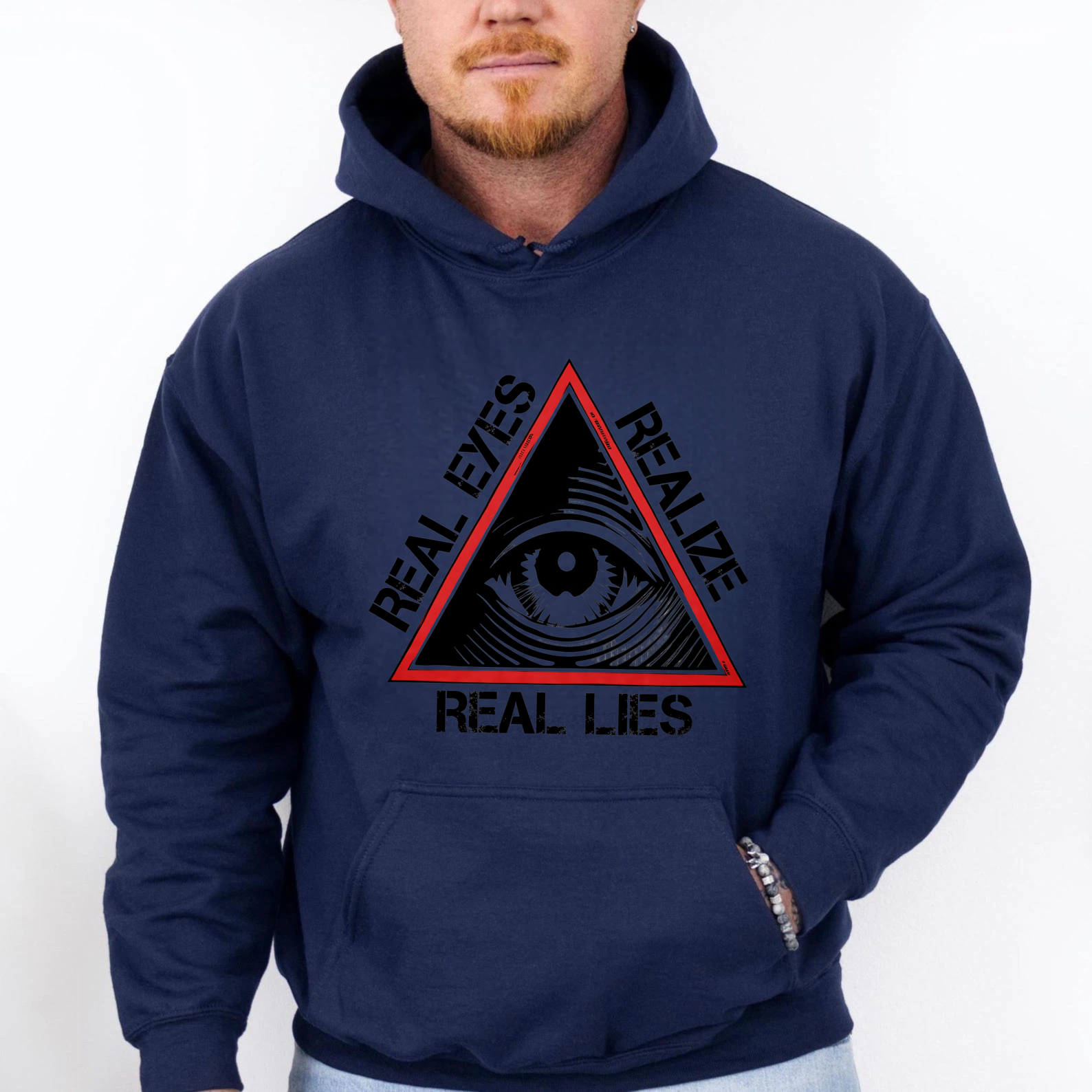 Dorawear™ Real Eyes Realize Real Lies Hoodie Black Eye Symbol Triangular Design Sweatshirt Men Women Unisex Casual Wear-Dorawear