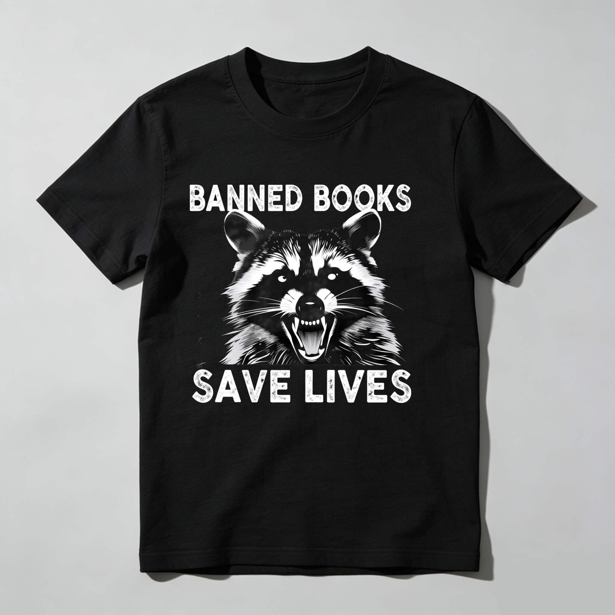 Dorawear™ Banned Books Save Lives Raccoon Face T Shirt