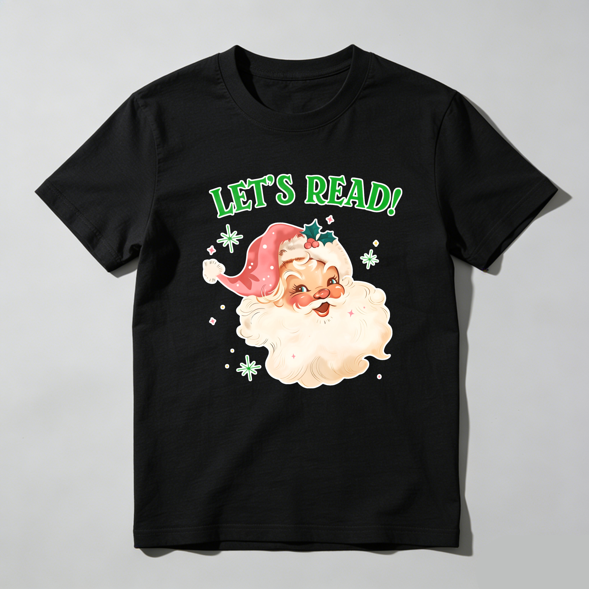 Dorawear Let's Read Santa With Snowflakes T Shirt