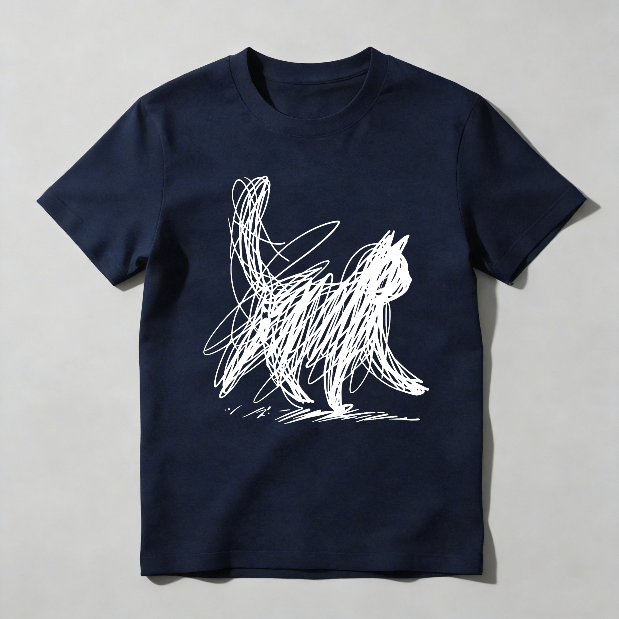 Dorawear™ Abstract Cat Sketch Art Design Print T Shirt